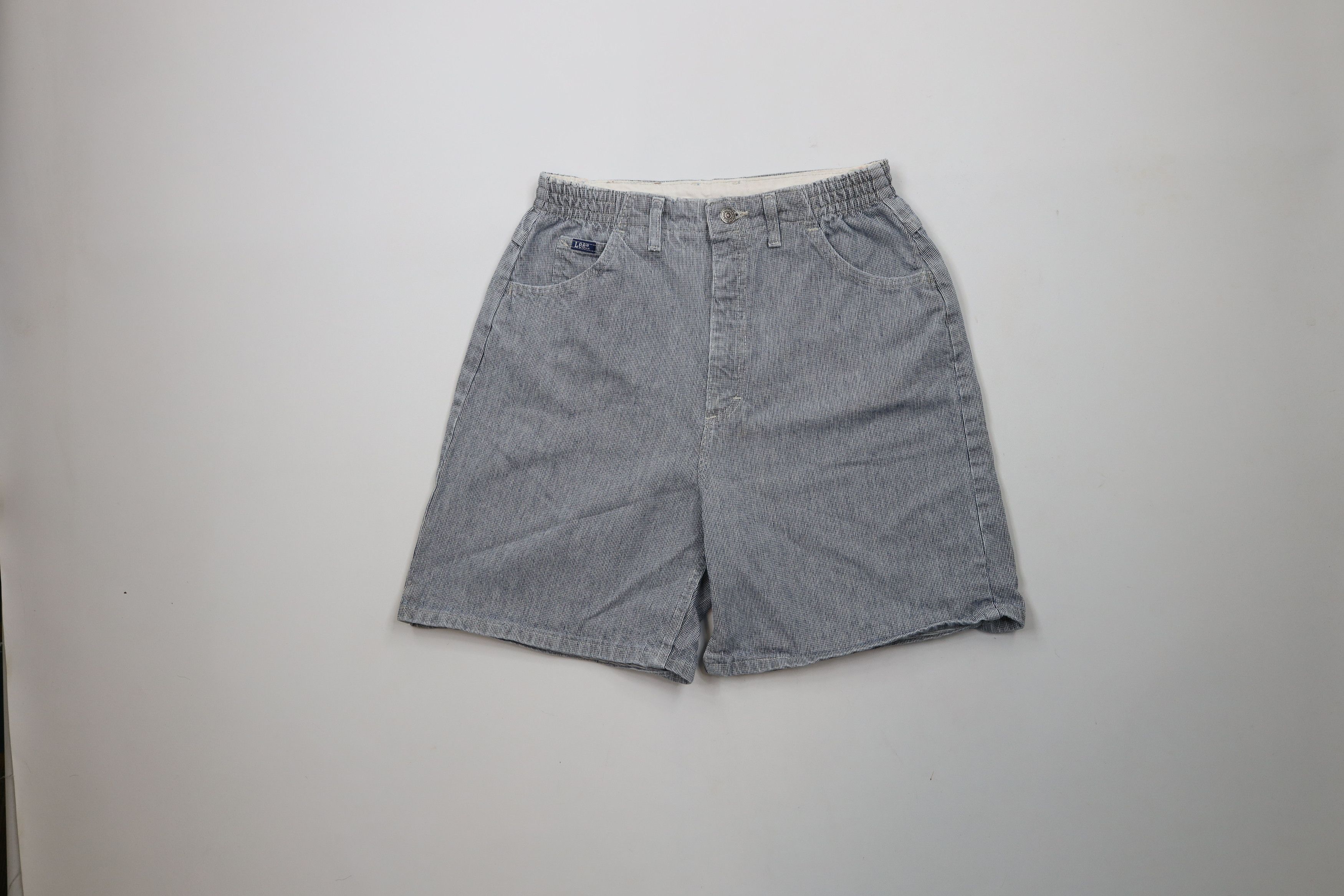 Lee × Vintage Vintage 90s Lee Striped Denim Jean Shorts Jorts USA Size 34" / US 12 / IT 48 - 1 Thumbnail