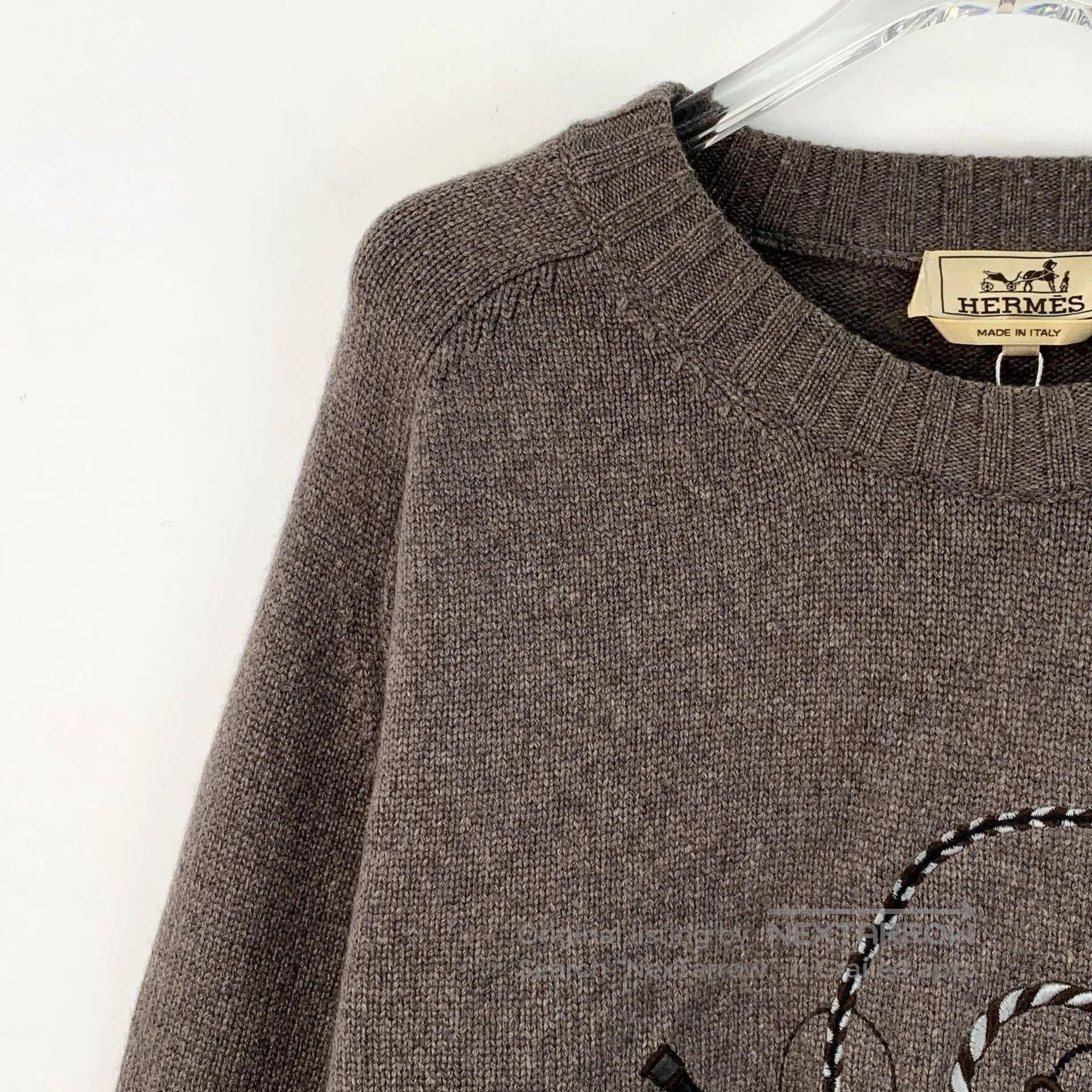 Hermes Hermes Brown Cashmere Embroidered Sweater. Size US XXL / EU 58 / 5 - 3 Thumbnail