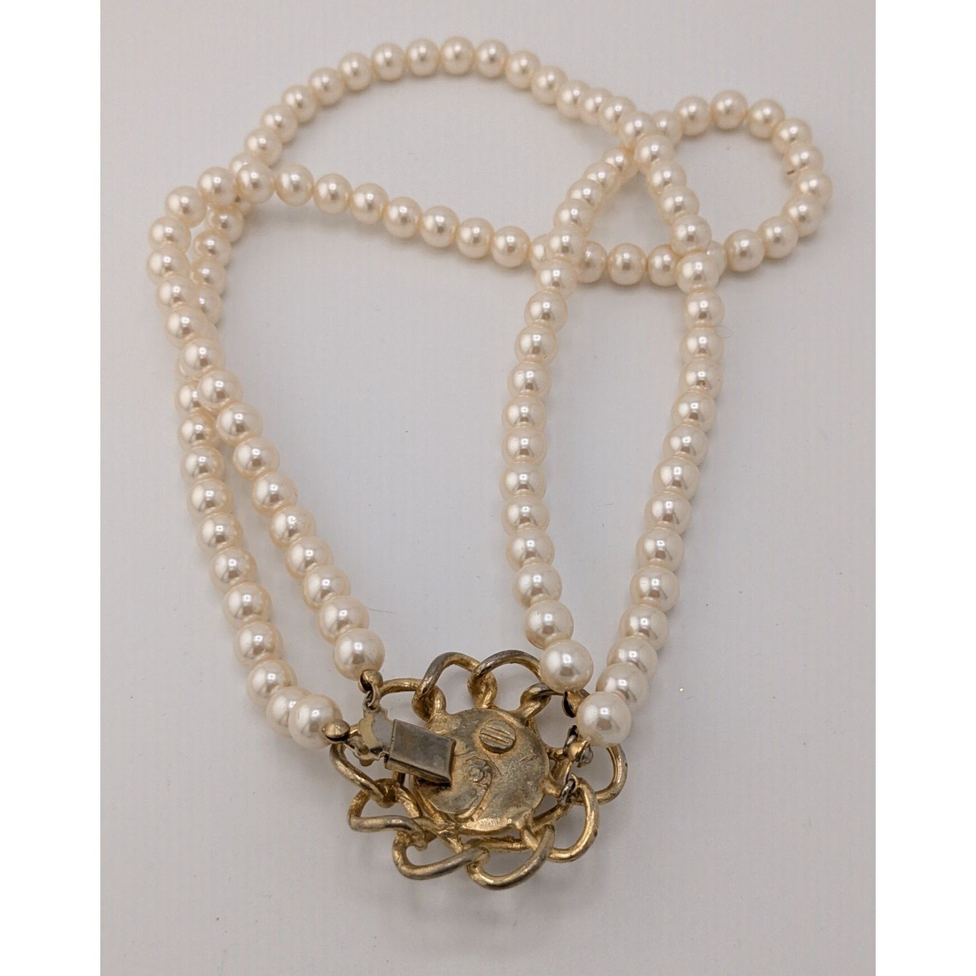 Other Vintage Midcentury Glam Double Strand Faux Pearl Necklace Wi Size ONE SIZE - 8 Thumbnail