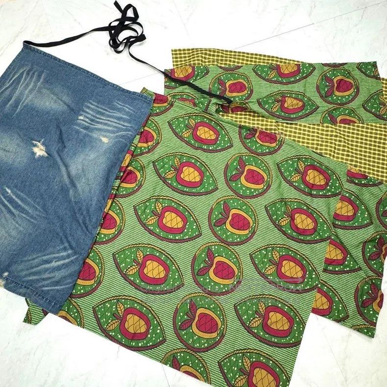 Comme Des Garcons size S Green Vintage Patchwork Wrap Skir