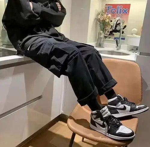 VIBE Cargo Pants Baggy and Cuffed - Korean Style Streetwear Size US 32 / EU 48 - 1 Thumbnail