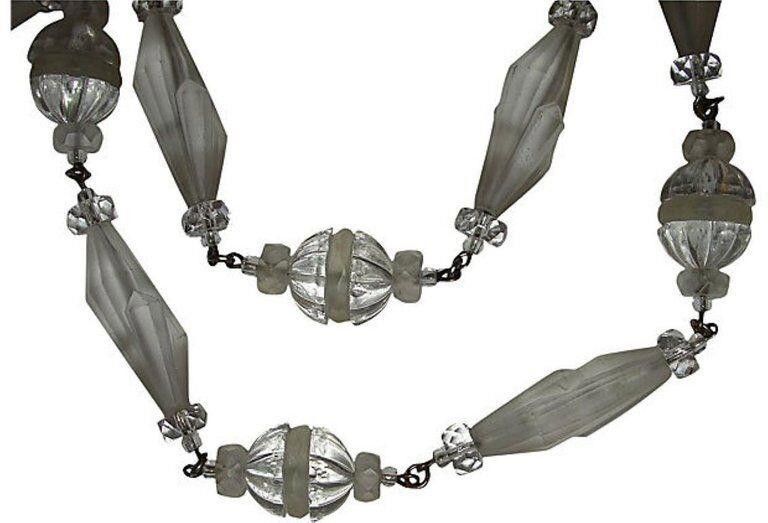 Designer Frosted Camphor Glass Bead Flapper Necklace Size ONE SIZE - 4 Thumbnail