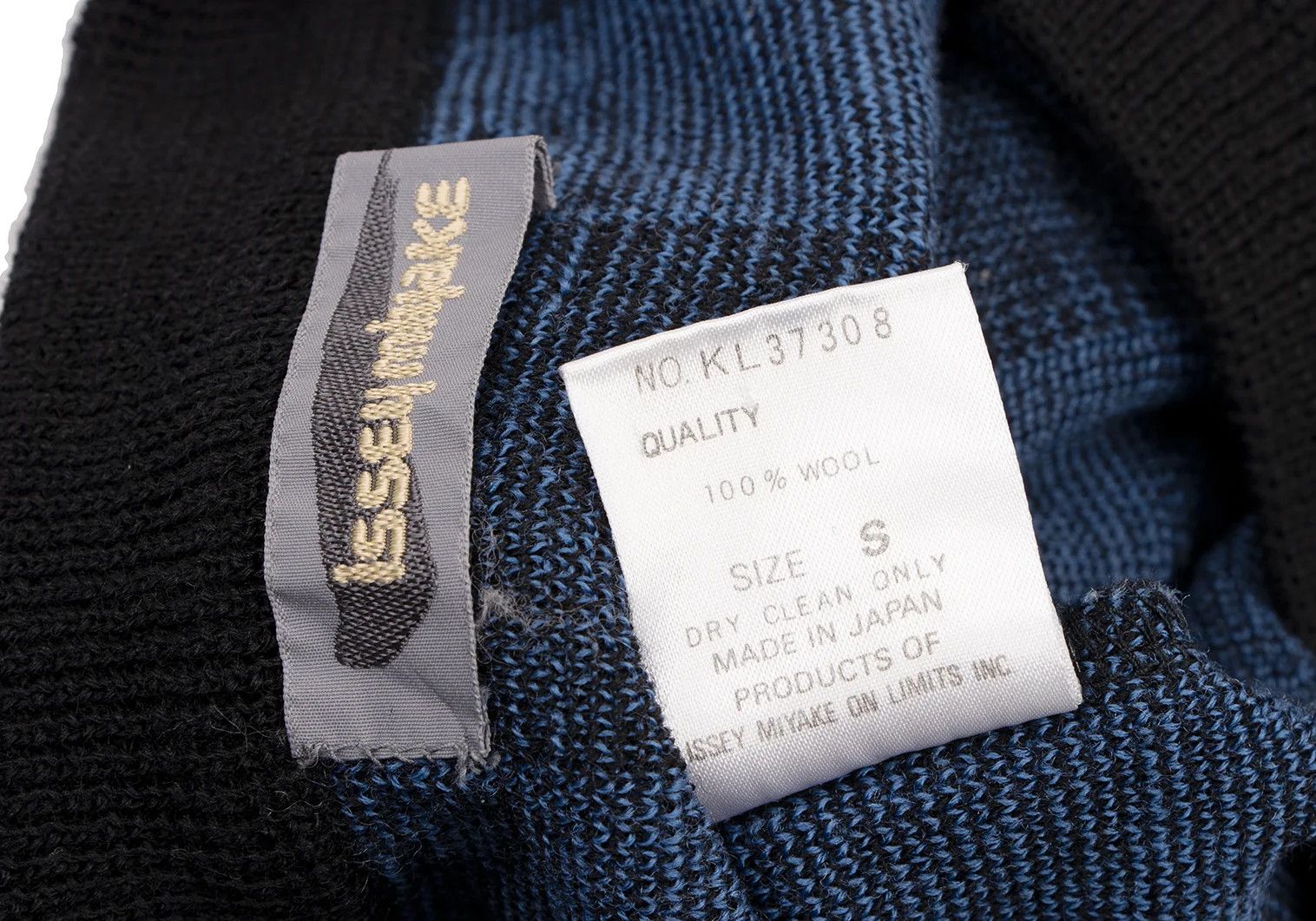 Issey Miyake Wool Stripe Knit in Black and Blue, Size M Size US M / EU 48-50 / 2 - 10 Thumbnail