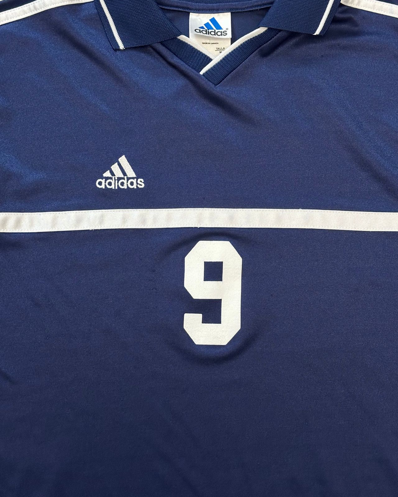 Adidas Vintage 90's Adidas #9 Navy Blue Soccer Jersey - Size Medium Size US M / EU 48-50 / 2 - 3 Thumbnail