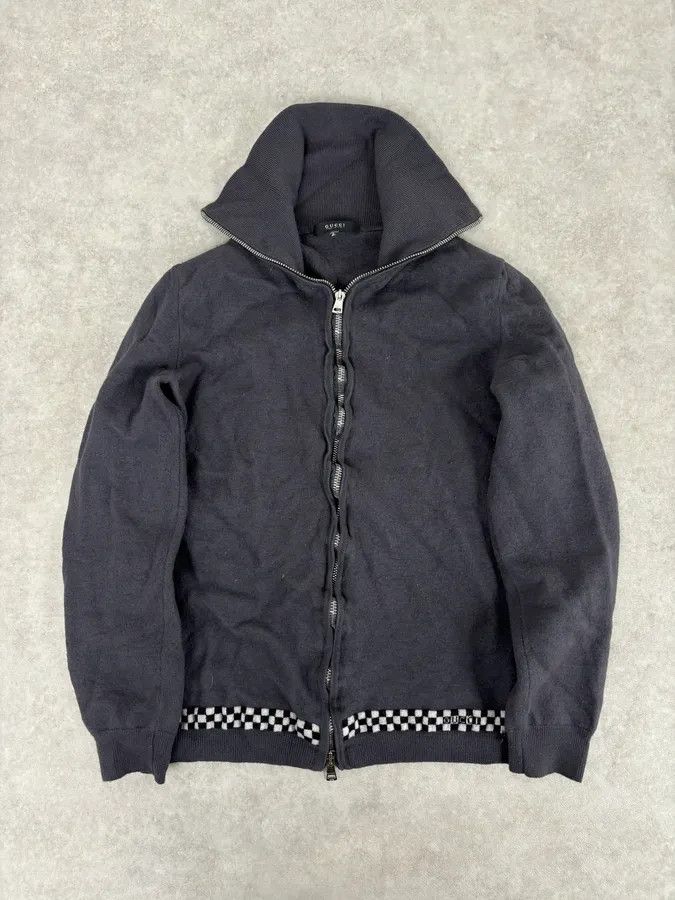 Gucci 2000s Gucci Grey Wool Zip-up Cardigan Sweater Size S / US 4 / IT 40 - 1 Thumbnail