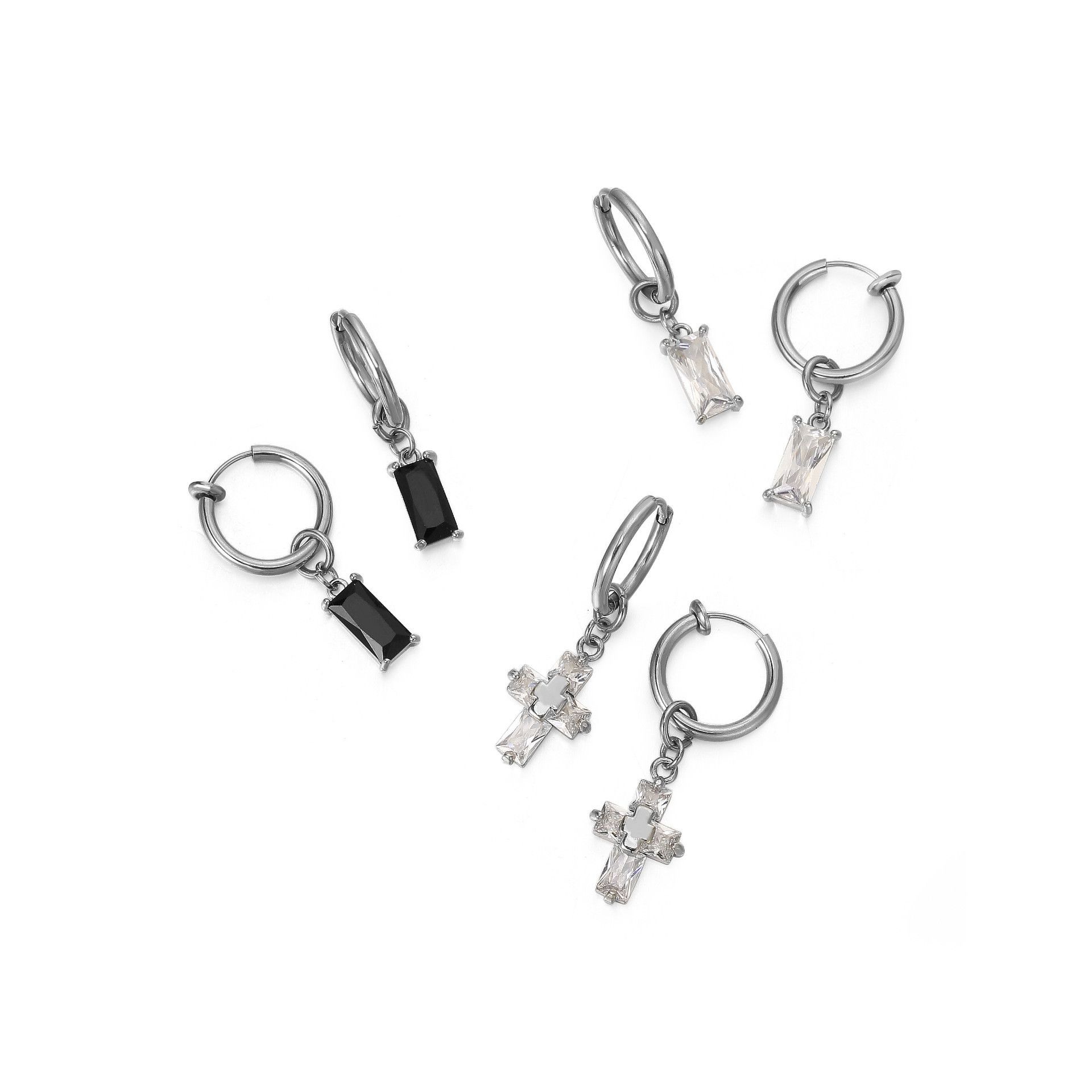 Jewelry × Sterling Silver Cross Vintage Earrings One Pairs Chrome Jewelry Size ONE SIZE - 6 Thumbnail