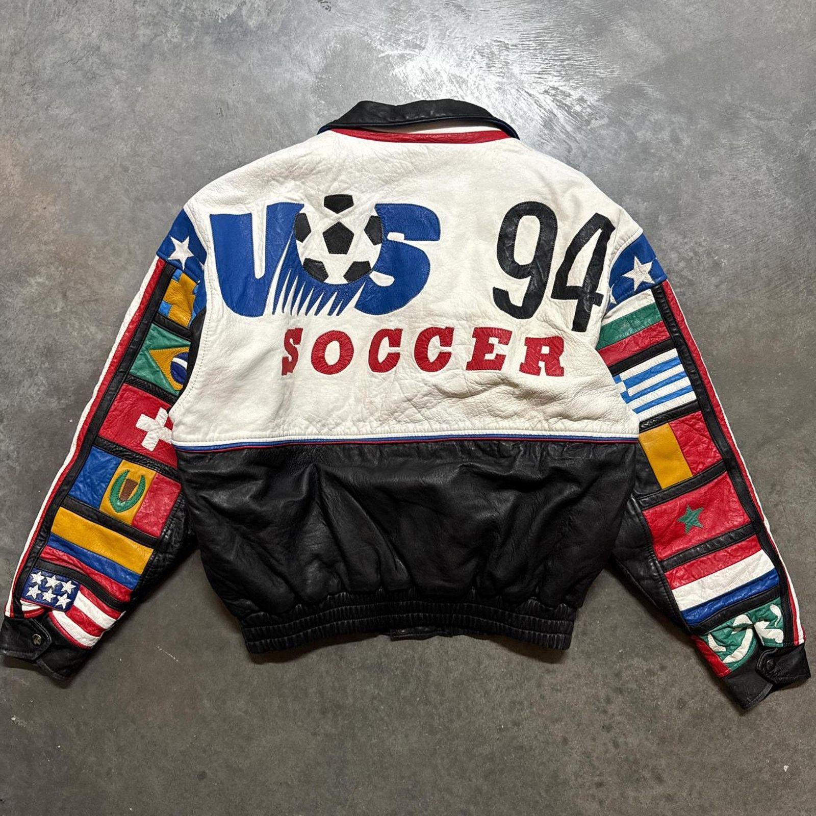 Vintage Vintage 1994 FIFA World Cup Soccer USA Flag Leather Jacket Size US M / EU 48-50 / 2 - 5 Thumbnail