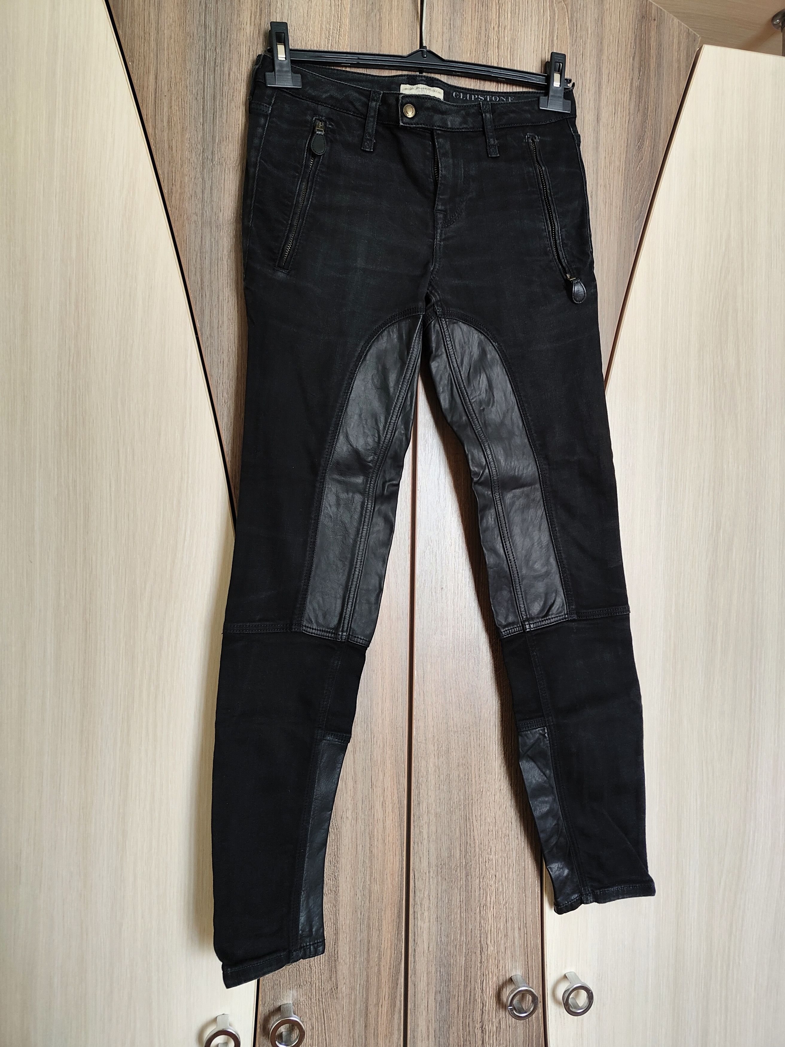 Burberry Burberry Brit Clipstone Skinny Jeans Leather Trim Black Moto Size 27" / US 4 / IT 40 - 1 Thumbnail