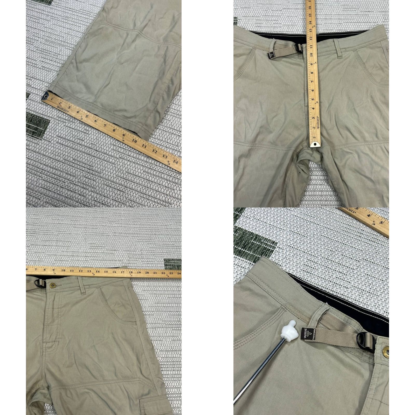 Prana prAna Breathe Cargo Shorts Mens Large Beige Logo Stretch Mid Rise HikingShorts Size US 33 - 8 Thumbnail