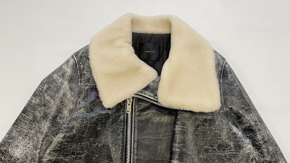 Undercover Shearling Collar Cracked Leather Jacket Size US M / EU 48-50 / 2 - 2 Thumbnail