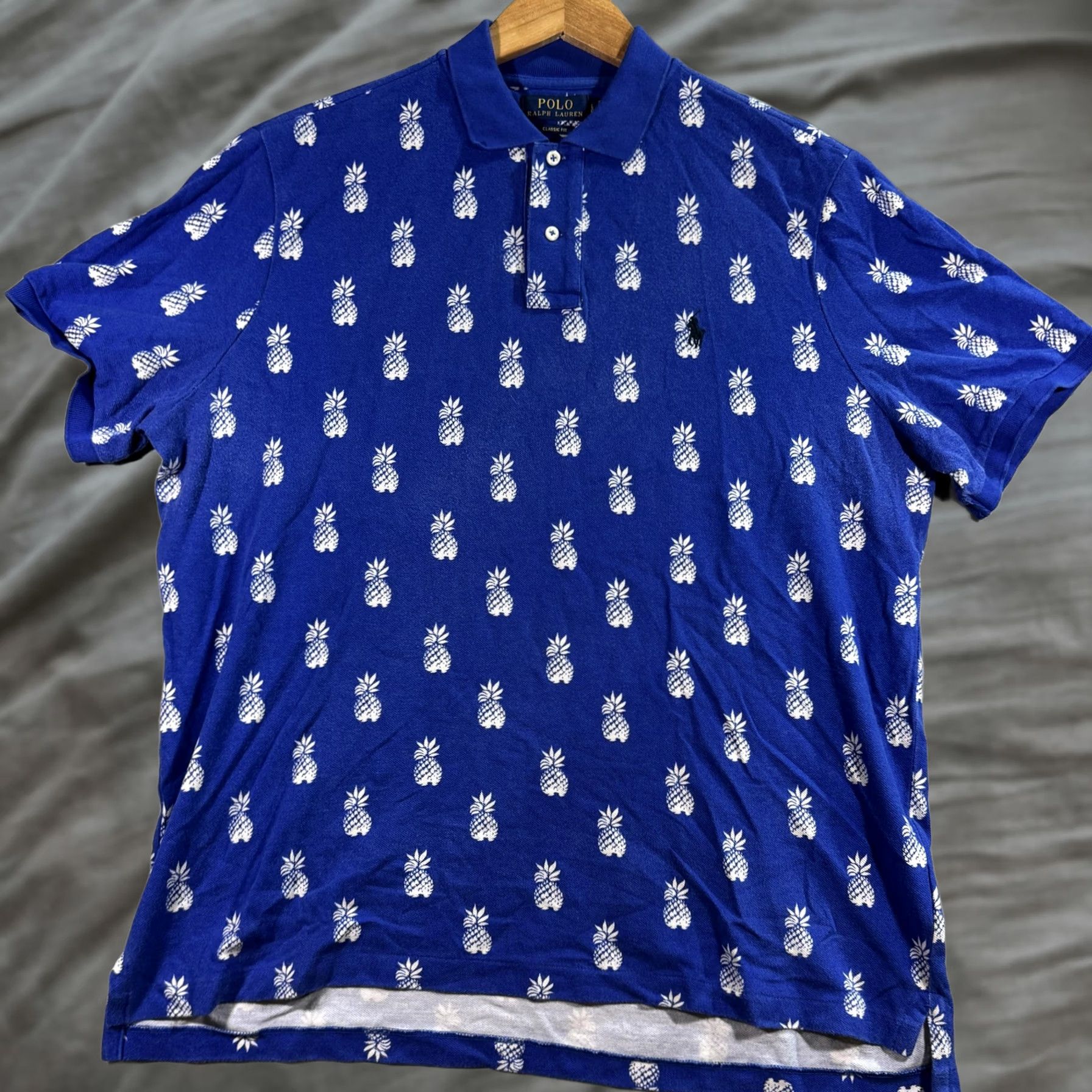 Polo Ralph Lauren Polo Ralph Lauren Polo Shirt Mens L Blue Pineapple Print Classic Fit Cotton Shirt Graphic Print Casual Tailored Polo Mens Large Pineapple Pattern Size US L / EU 52-54 / 3 - 1 Thumbnail