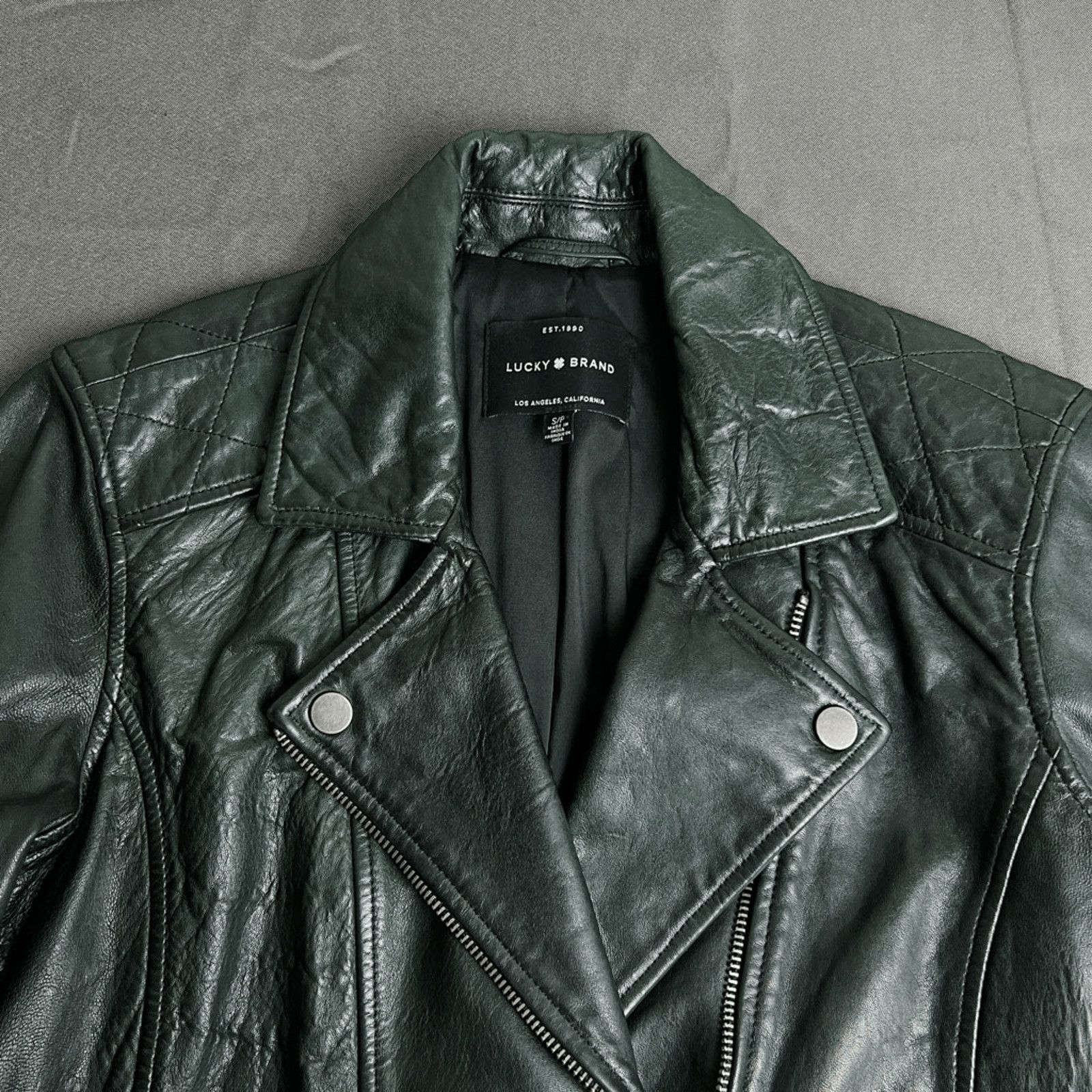 Lucky Brand Lucky Brand Pin Dot Genuine Lamb Leather Moto Jacket Black S Size S / US 4 / IT 40 - 6 Thumbnail