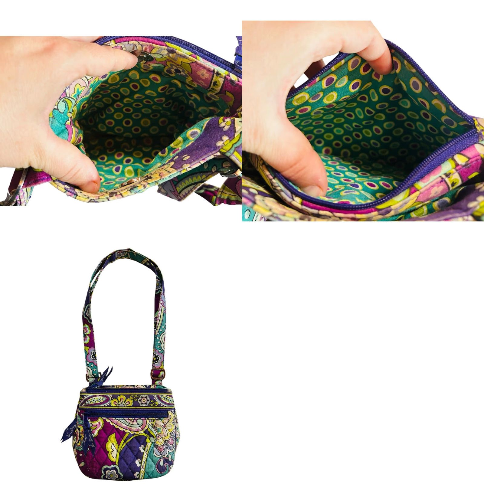 Vera Bradley Vera Bradley Crossbody Saddle Purse Purple Heather Paisley Bag Size ONE SIZE - 11 Thumbnail
