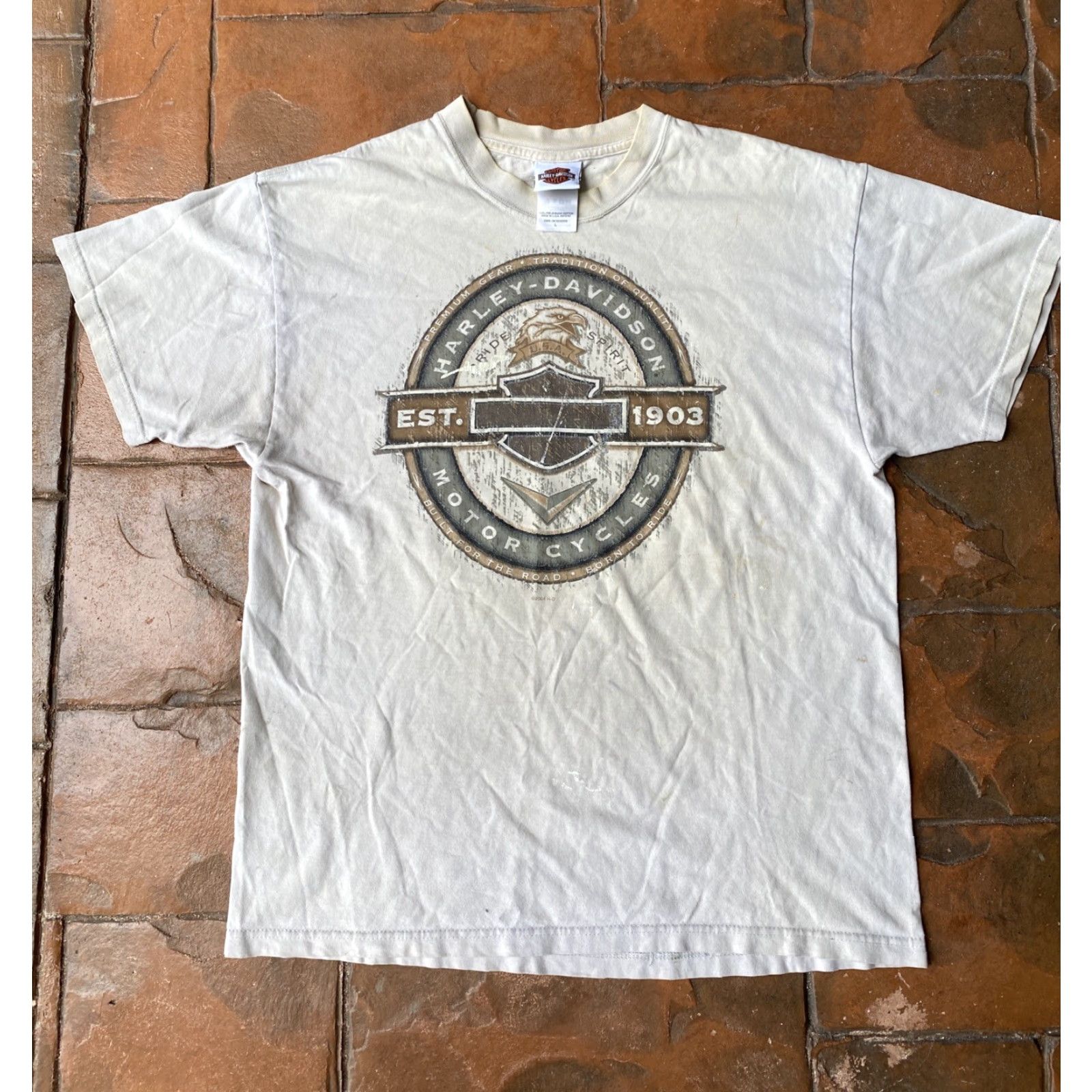 Harley Davidson VINTAGE Harley-Davidson T-Shirt Man Cream 2000s Y2K Graphic Print Harley-Davidson Alligator Florida Sarasota Size US L / EU 52-54 / 3 - 2 Thumbnail