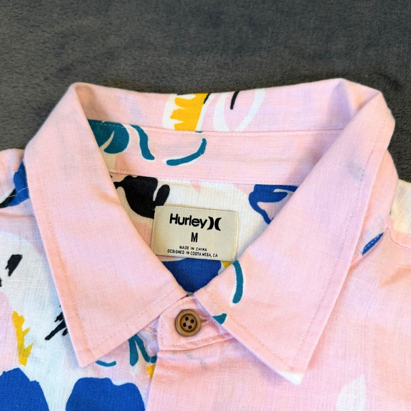 Hurley Hurley Button-Up Shirt Mens M Pink Floral Short Sleeve Linen NWT 90s? tropical beach aloha Pocket Size US M / EU 48-50 / 2 - 2 Thumbnail