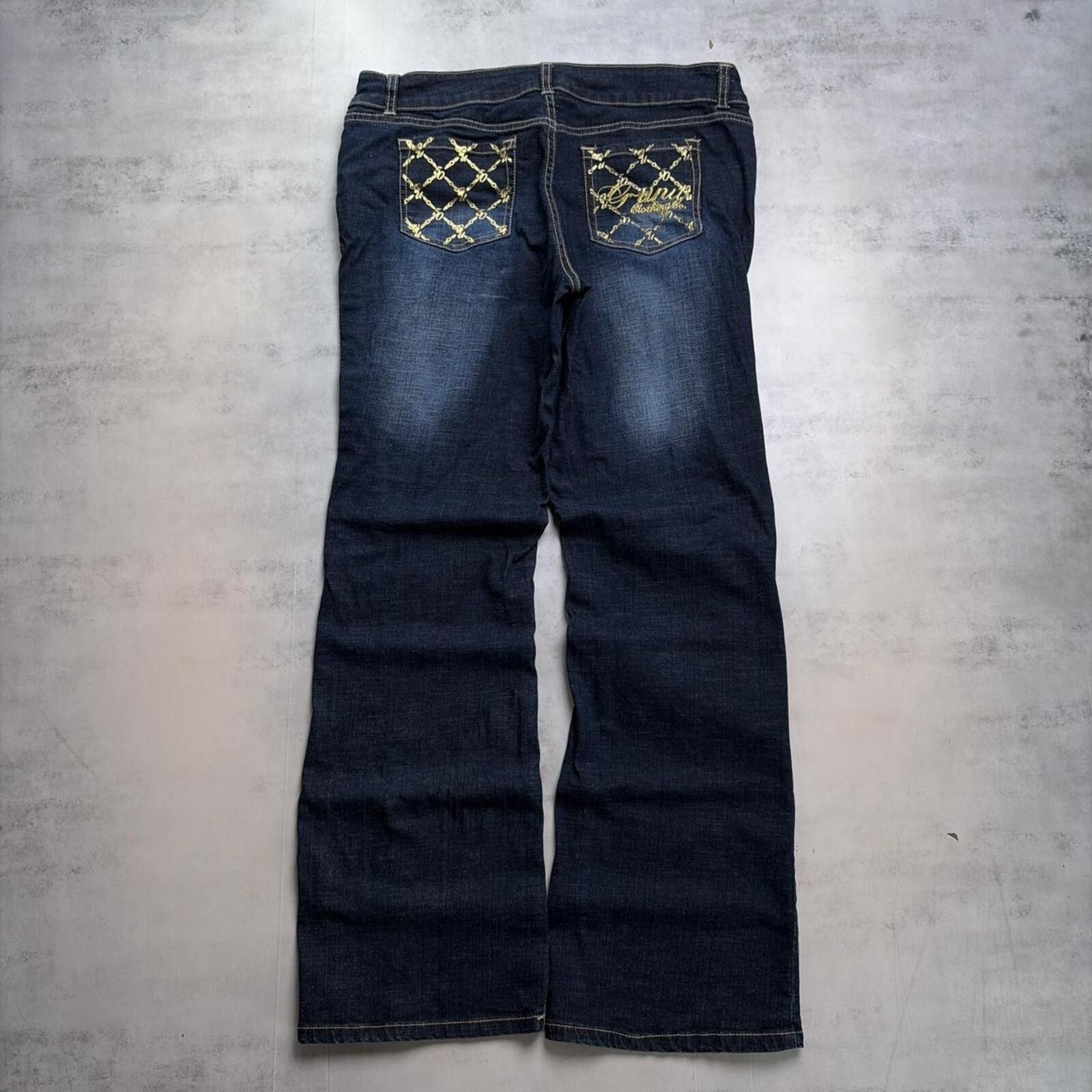 Other Y2K Dark Wash G Unit Grunge Flared Denim Jeans Size 34" / US 12 / IT 48 - 1 Thumbnail