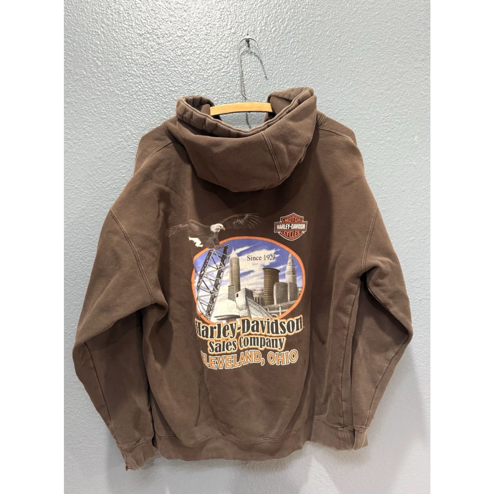 Harley Davidson VINTAGE Harley-Davidson Biker Hoodie Brown L Men Pullover Size Large Size US L / EU 52-54 / 3 - 5 Thumbnail