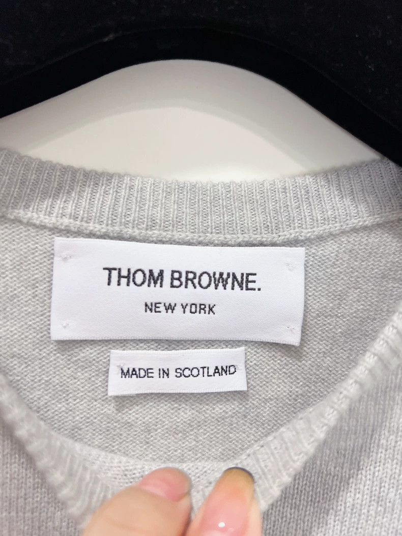 Thom Browne Thom browne Four-bar light gray pullover cashmere sweater 2 Size S / US 4 / IT 40 - 7 Thumbnail