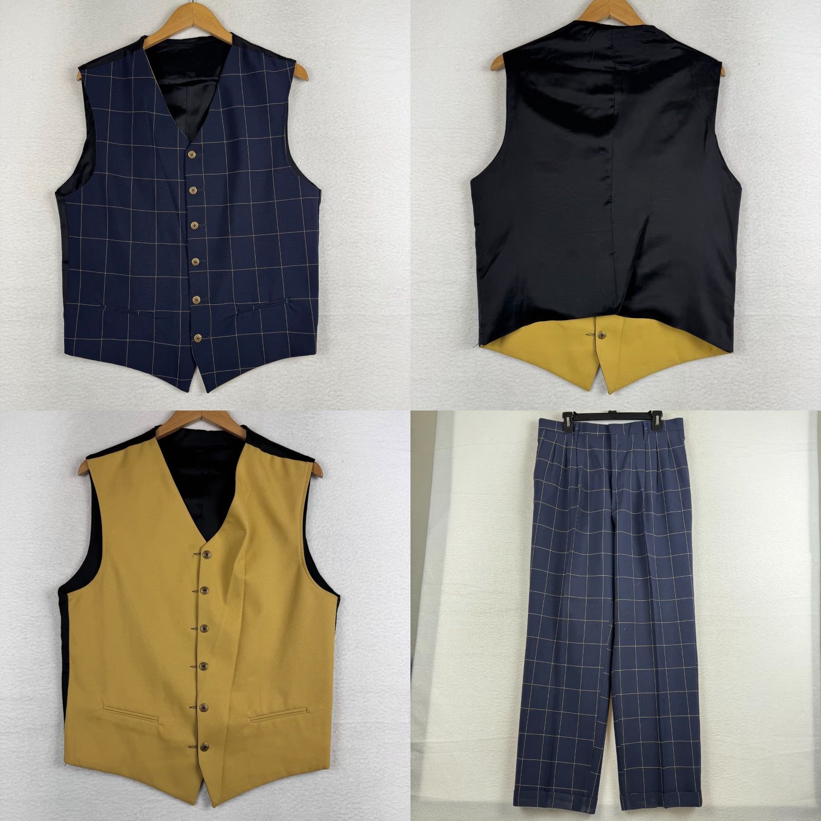 Vintage VINTAGE Falcone Blue Plaid Suit 42L Blazer 34x30 Pants & Vest 3 Piece USA Made Size 42R - 9 Thumbnail