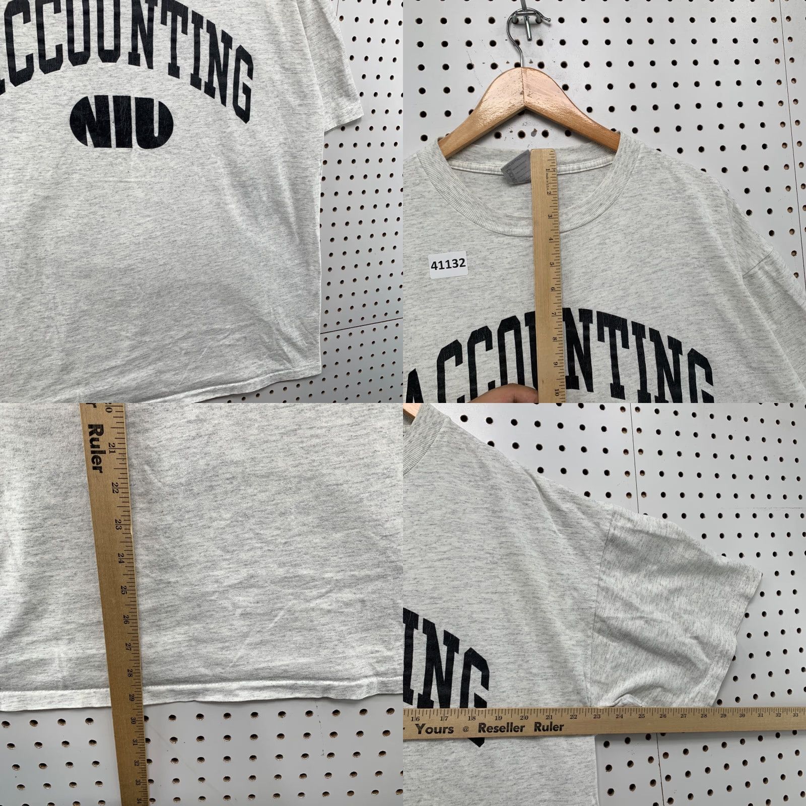 Vintage VINTAGE Oneita NIU Accounting T-Shirt Mens XL Gray Graphic Print University Single Stitch Size US XL / EU 56 / 4 - 8 Thumbnail