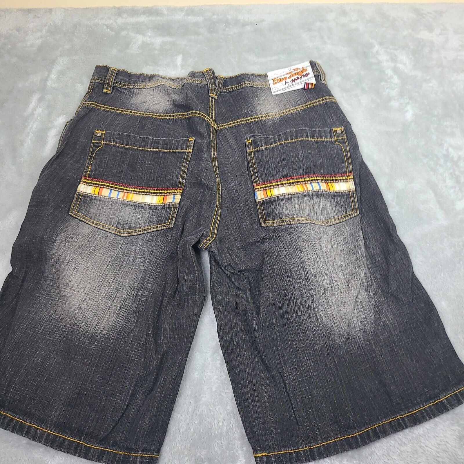 Vintage VTG Five Jungle Mens Y2K Baggy Loose Jean Shorts Black Hip Size US 38 / EU 54 - 11 Thumbnail
