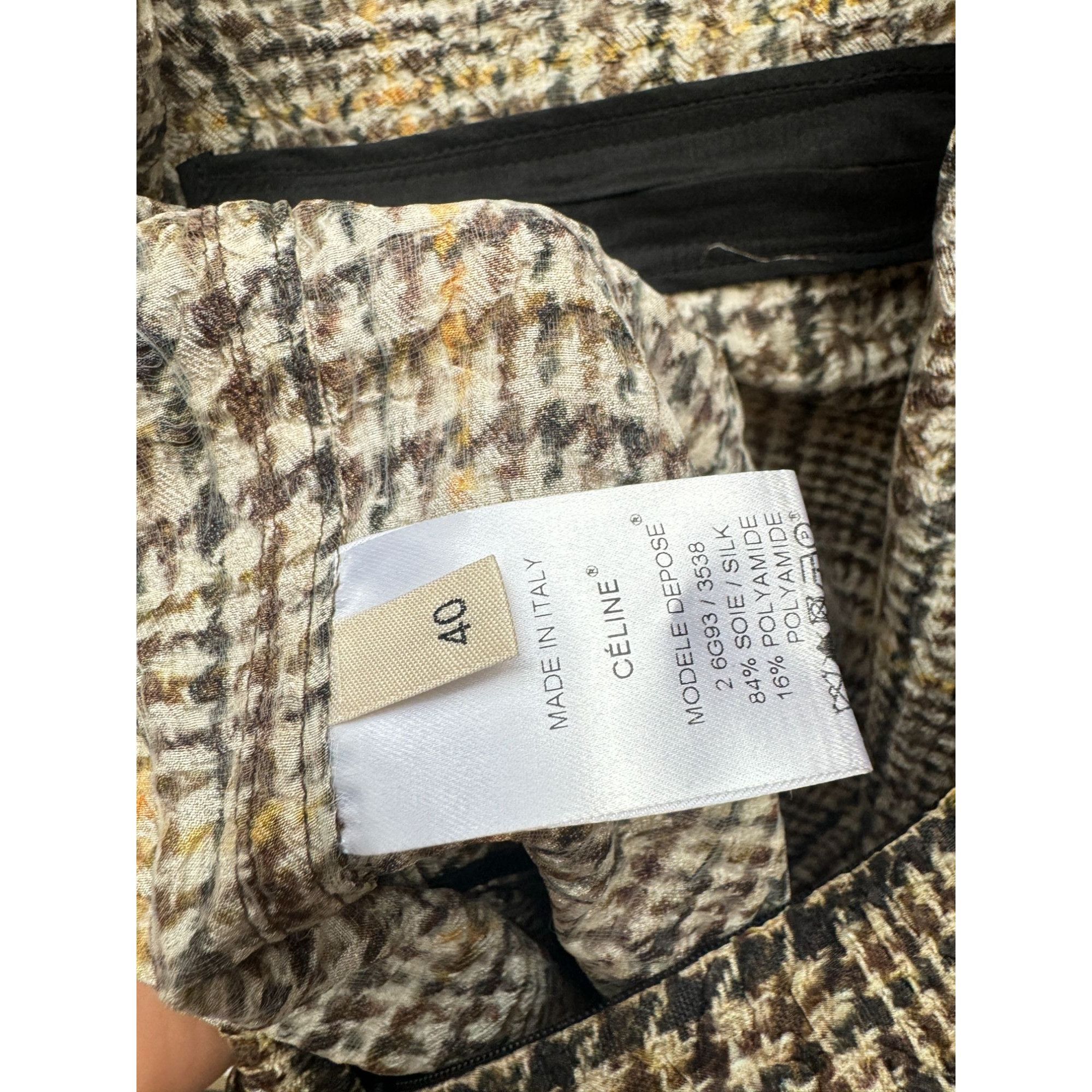 Celine Beige Checkered Silk Dress Size M / US 6-8 / IT 42-44 - 6 Thumbnail