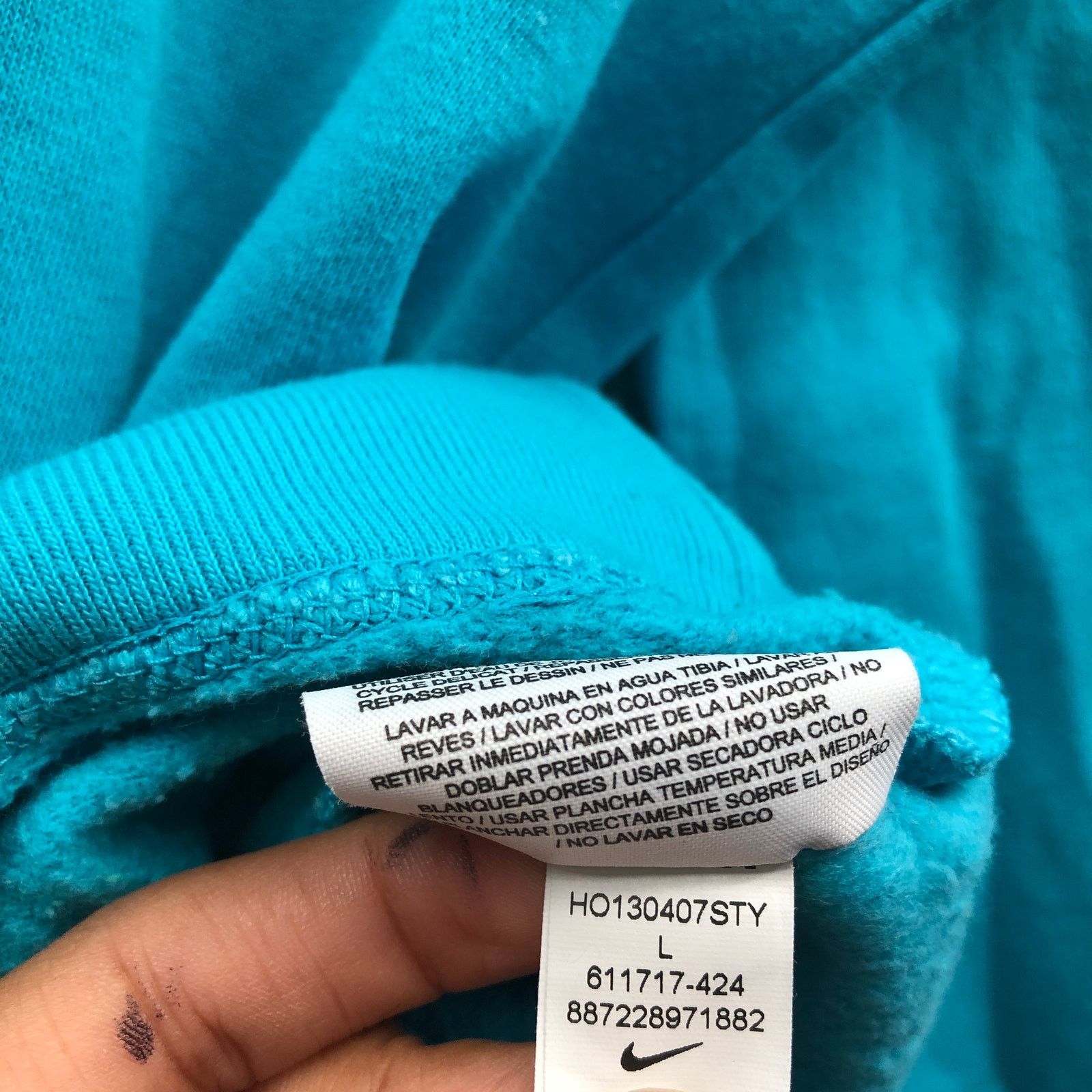 Nike Nike Solo Swoosh Fleece Hoodie Sweatshirt Womens Large Aqua Size L / US 10 / IT 46 - 10 Thumbnail
