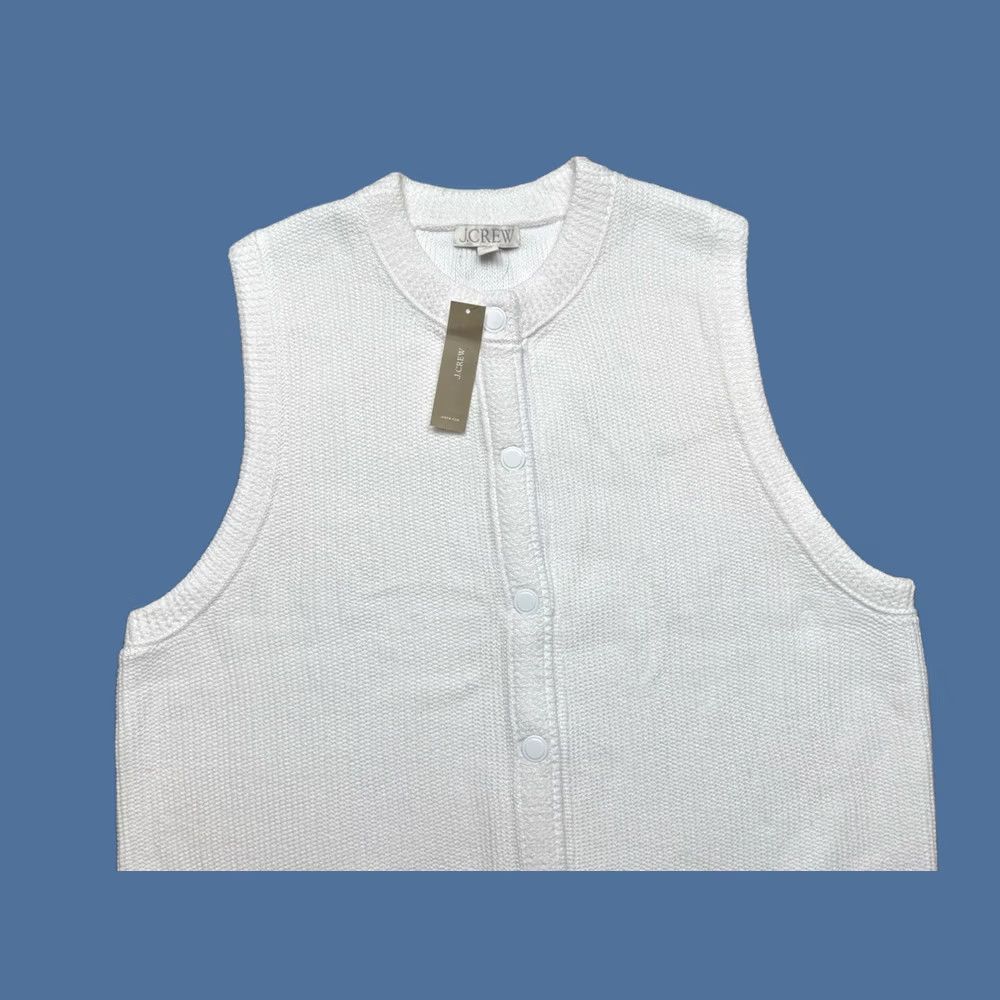 J.Crew NWT J. Crew Cropped button-up sweater shell Women’s Classic White Size 2X Vest Cardigan Sleeveless Crew Neck 100% Cotton Button Size XXL / US 16-18 / IT 52-54 - 1 Thumbnail