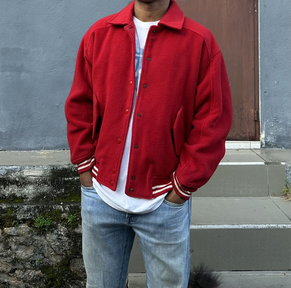 Vintage 👹Vintage Nifty Sports Embroidery Wool Bomber Jacket Size US M / EU 48-50 / 2 - 4 Thumbnail