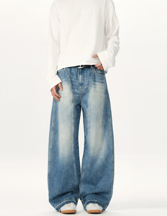 Japanese Brand × Jean American washed vintage wide leg scimitar baggy jeans Size US 32 / EU 48 - 1 Thumbnail