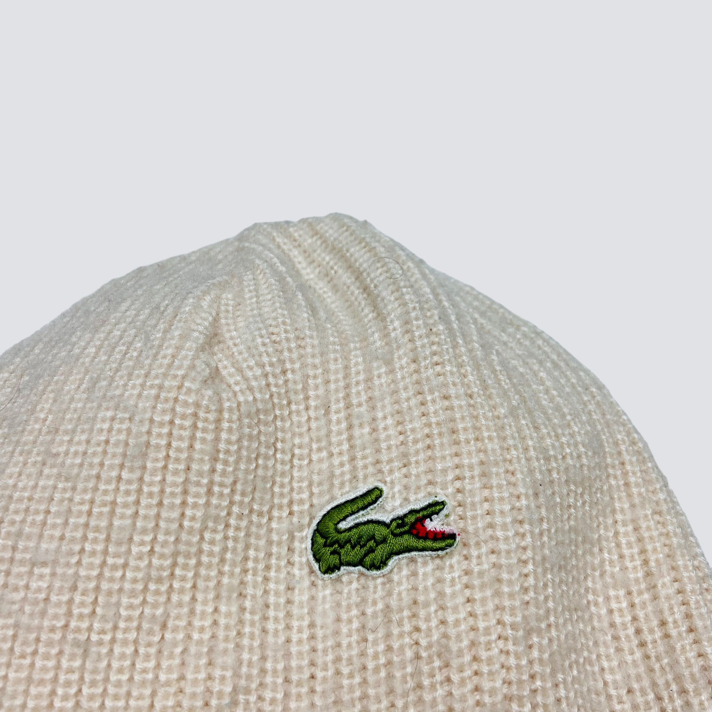 Lacoste 1990s LACOSTE CREAM BEANIE HAT - № 4128 Size ONE SIZE - 4 Thumbnail