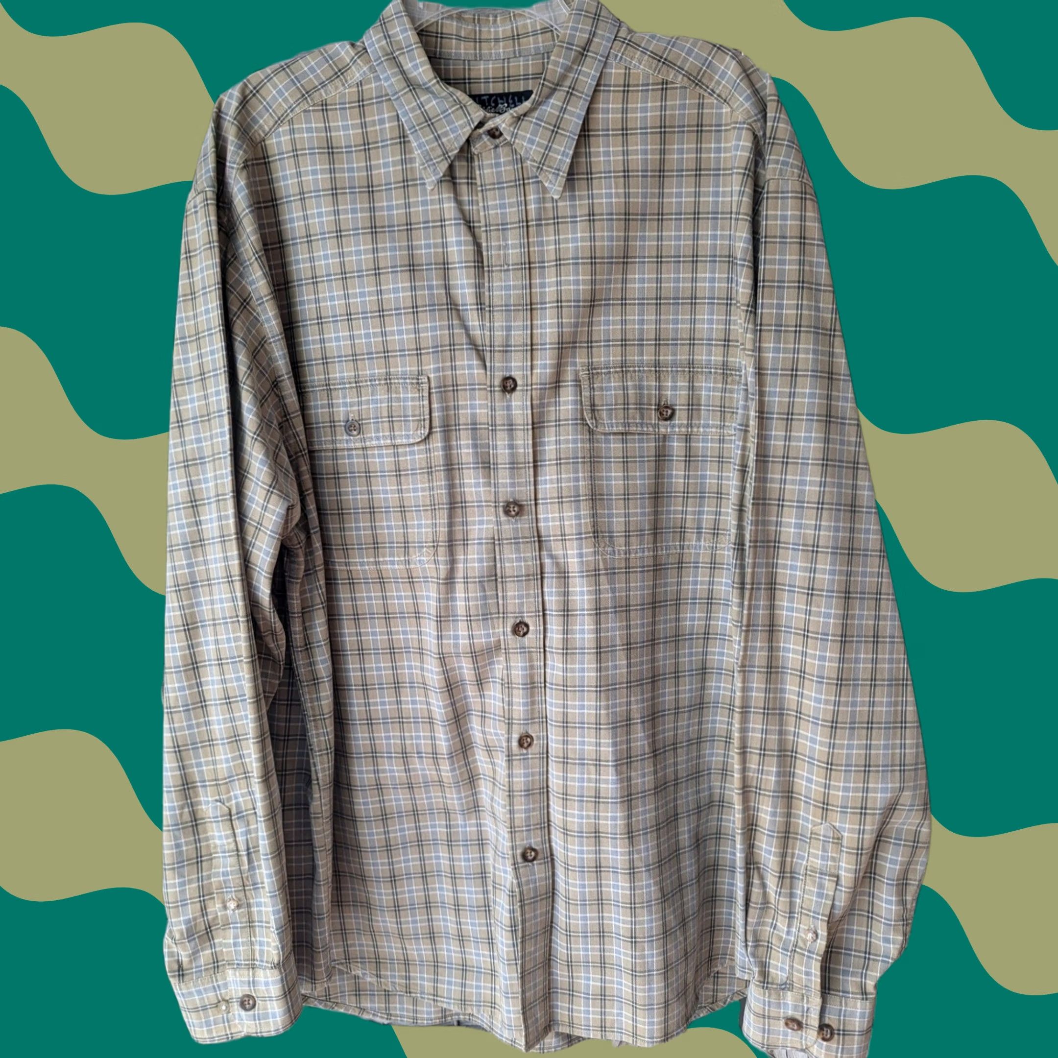 Eddie Bauer Eddie Bauer Button-Up Shirt Plaid Tan Beige Long Sleeve Mens L Workwear Size US L / EU 52-54 / 3 - 1 Thumbnail