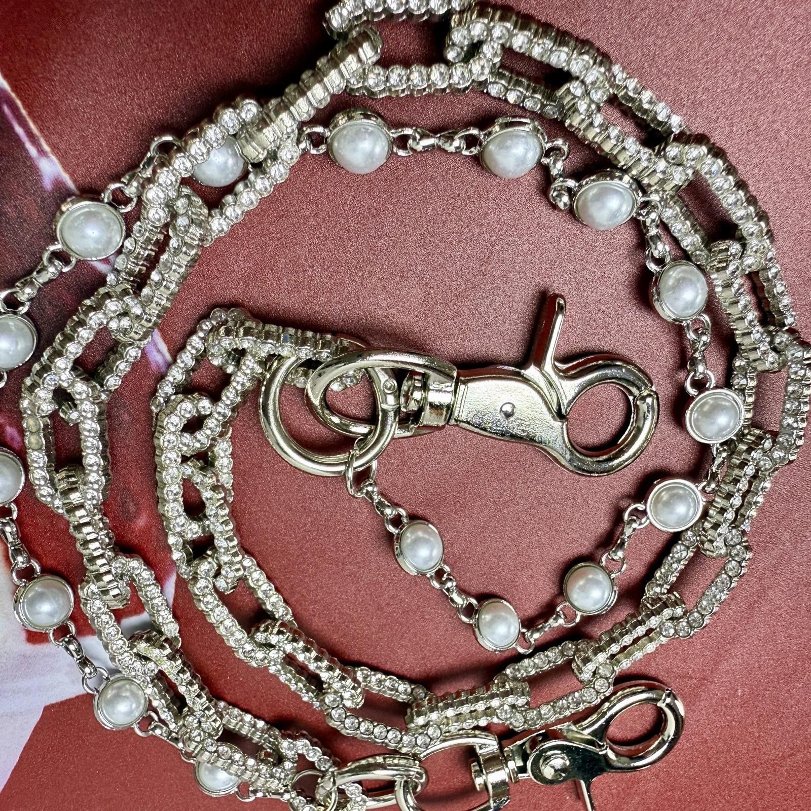 Vintage Rhinestone Double Layer Pearl Wallet Chain, Belt Pants Chain Size ONE SIZE - 3 Thumbnail