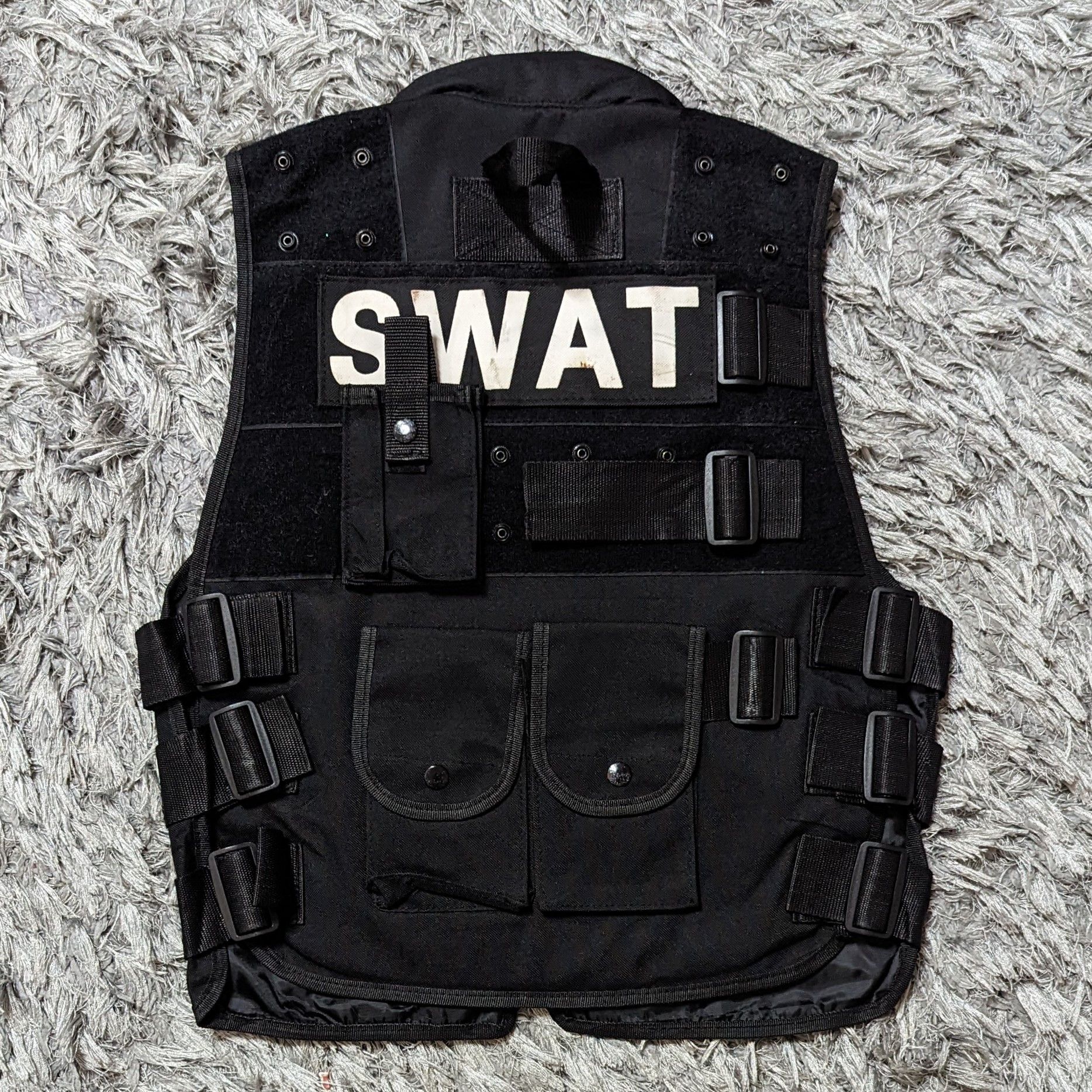 image of Fashion Police x Vintage Swat Vest Sleeveless Uniform Tactical Jacket in Black, Men's (Size Medium)