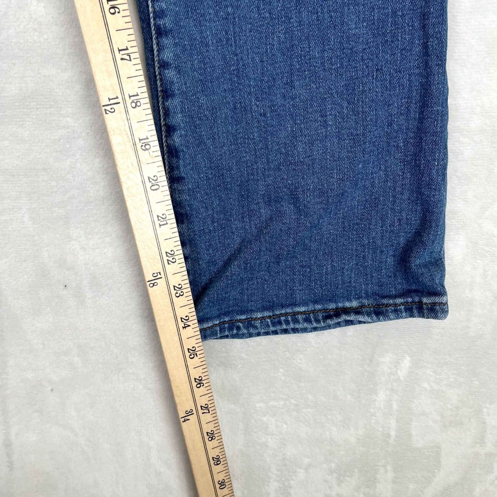 Vintage Rivete Kick Crop Jeans Womens 28 Blue Wash High Rise Cropped Stretch Denim Jeans Size 28" / US 6 / IT 42 - 2 Thumbnail