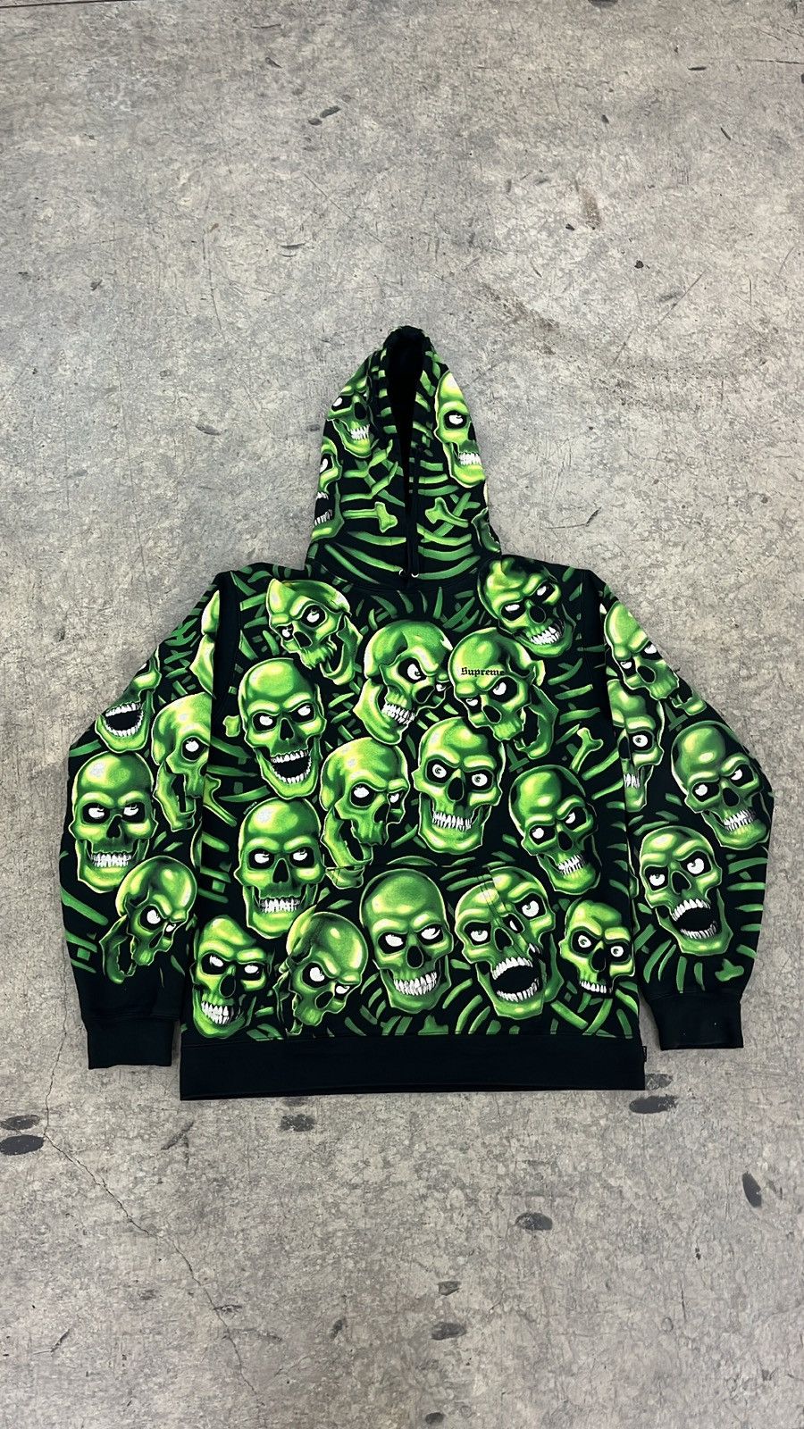 Green skull supreme hoodie online