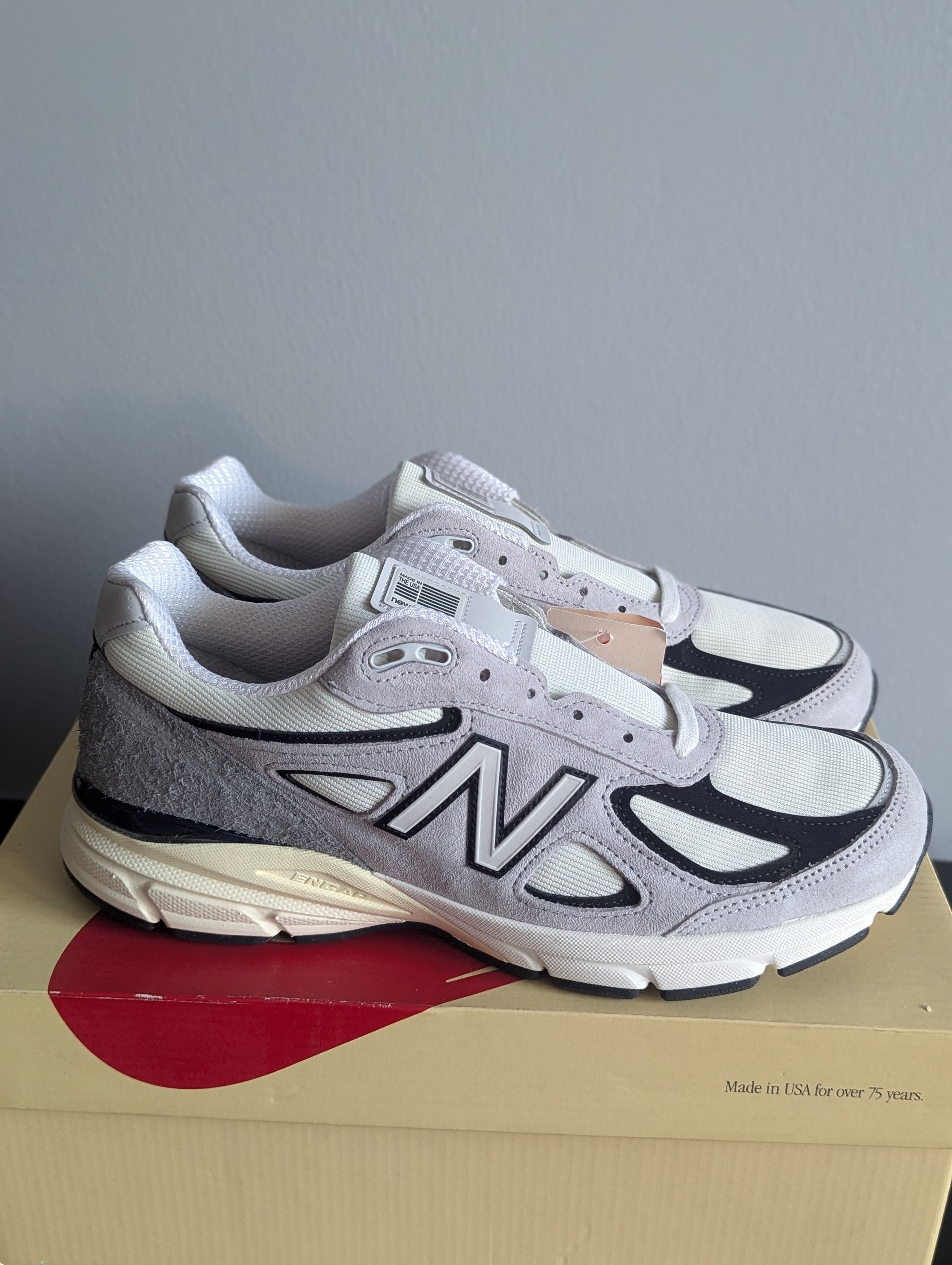 New Balance New Balance 990v4 MiUSA Teddy Santis Grey Black Cream Size US 9.5 / EU 42-43 - 3 Thumbnail