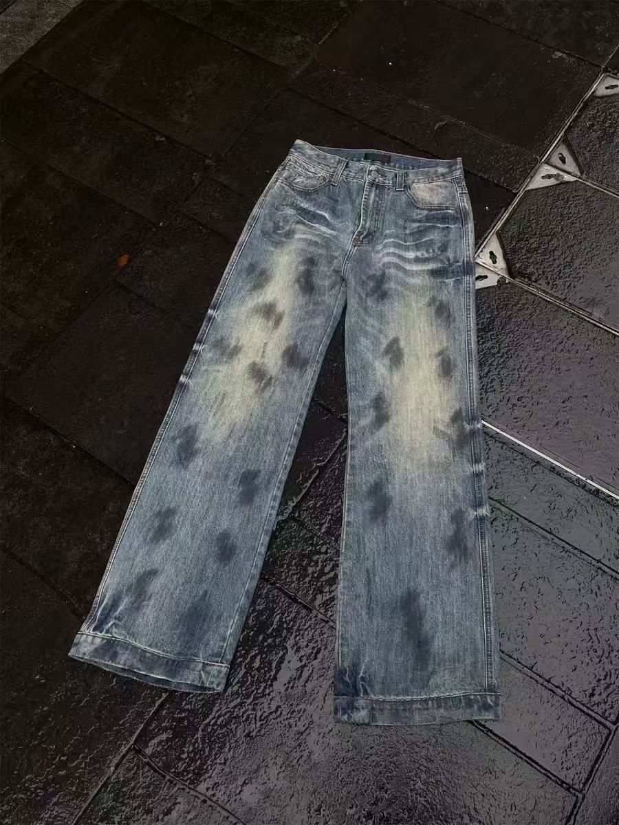 Japanese Brand × Jean Vintage Dirty Wash Inkjet Heavyweight High Street Jeans Size US 30 / EU 46 - 1 Thumbnail