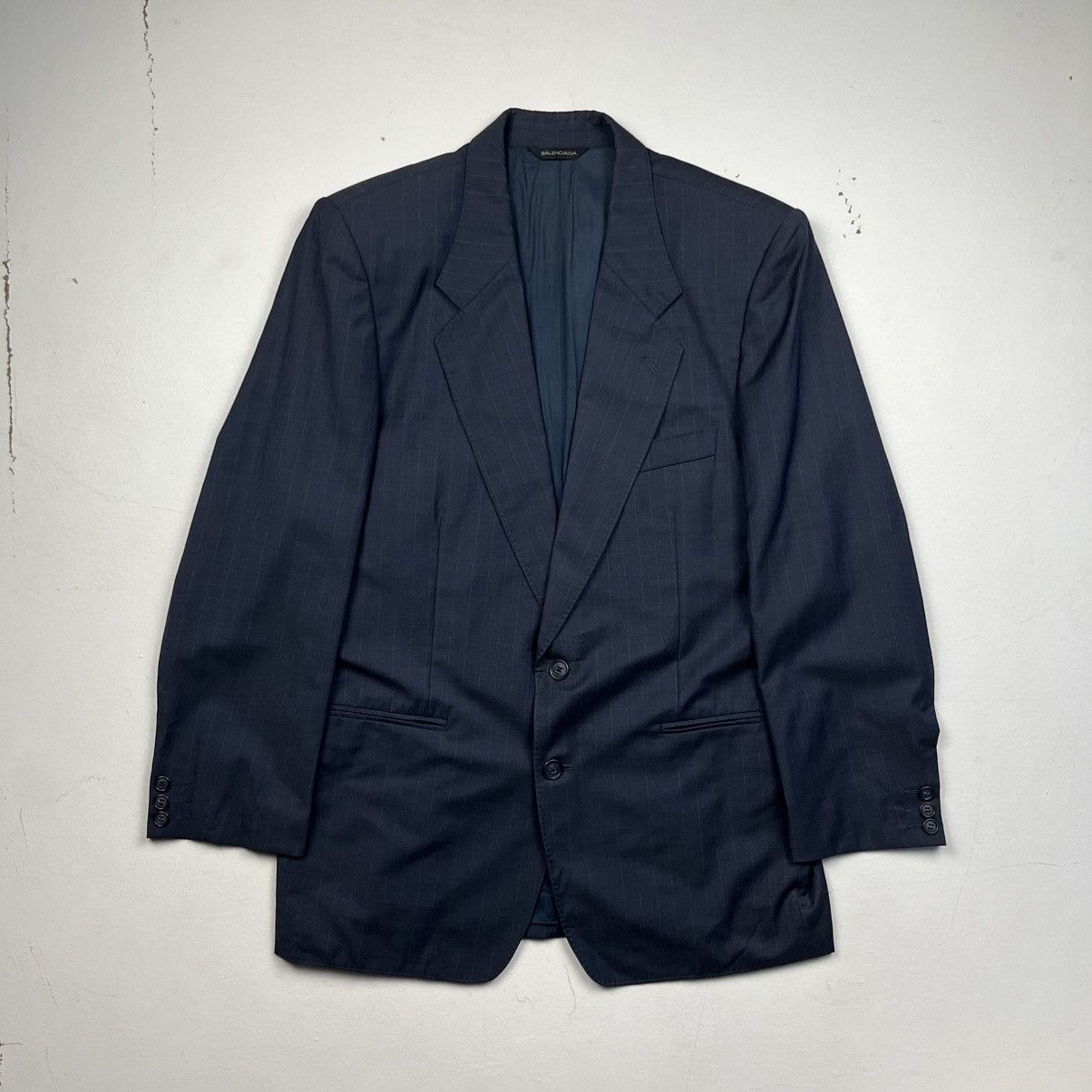 Balenciaga Vintage Balenciaga Pour Homme Pin-Stripe Tailored jacket Size US M / EU 48-50 / 2 - 1 Thumbnail