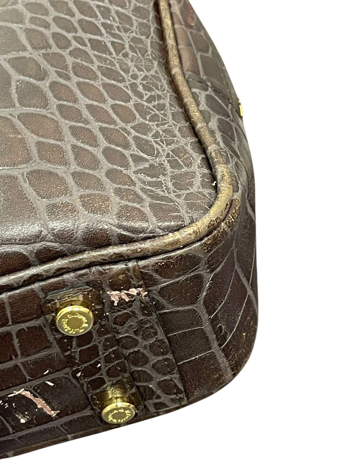 Genuine Leather Crocodile Embossed Cowhide A.D.M.J Japan Hand Bag 1🟩2 Size ONE SIZE - 8 Thumbnail