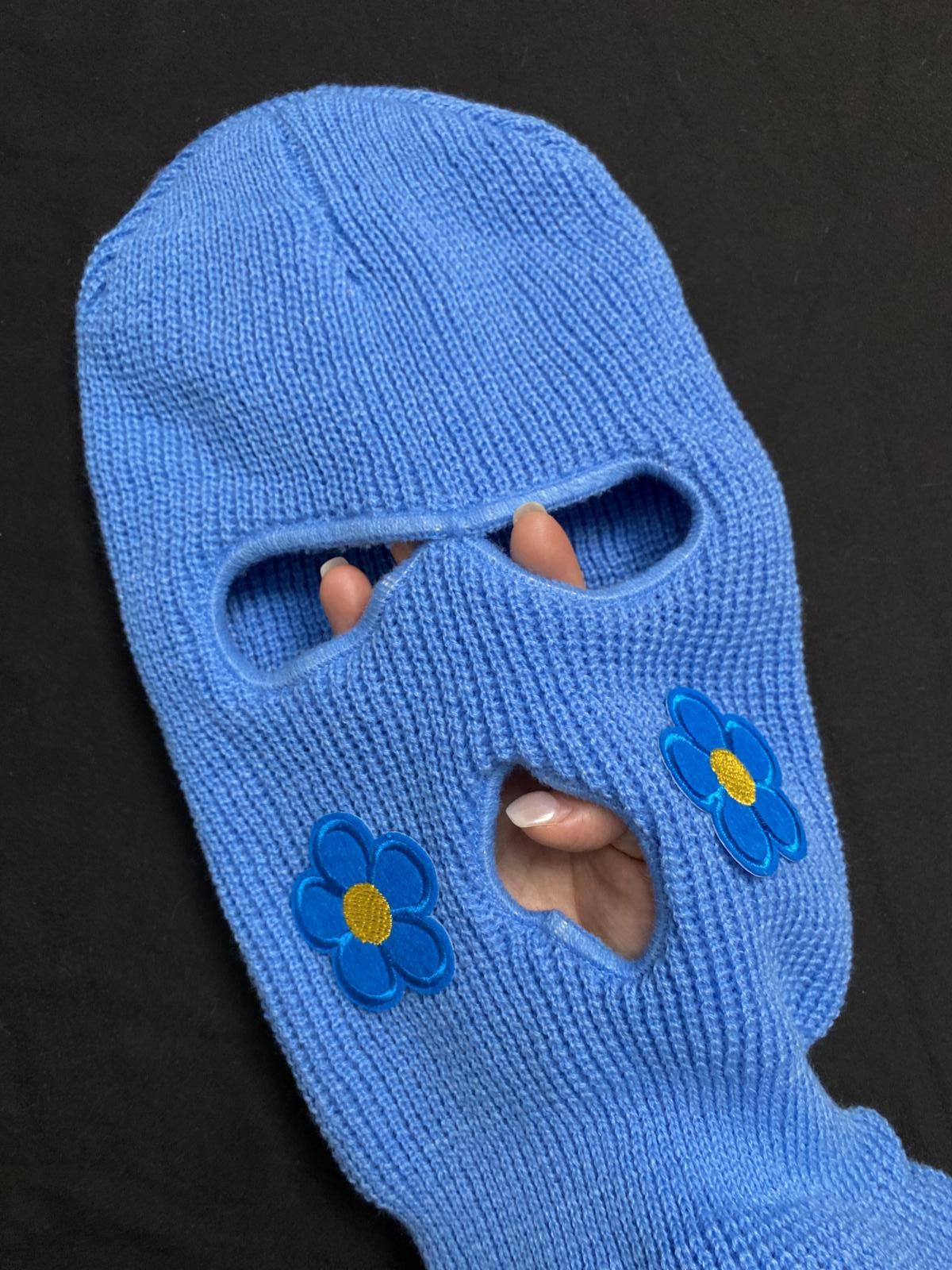 Japanese Brand Rare Flower Graphic Balaclava Ski Mask Sky Blue OS Size ONE SIZE - 2 Thumbnail