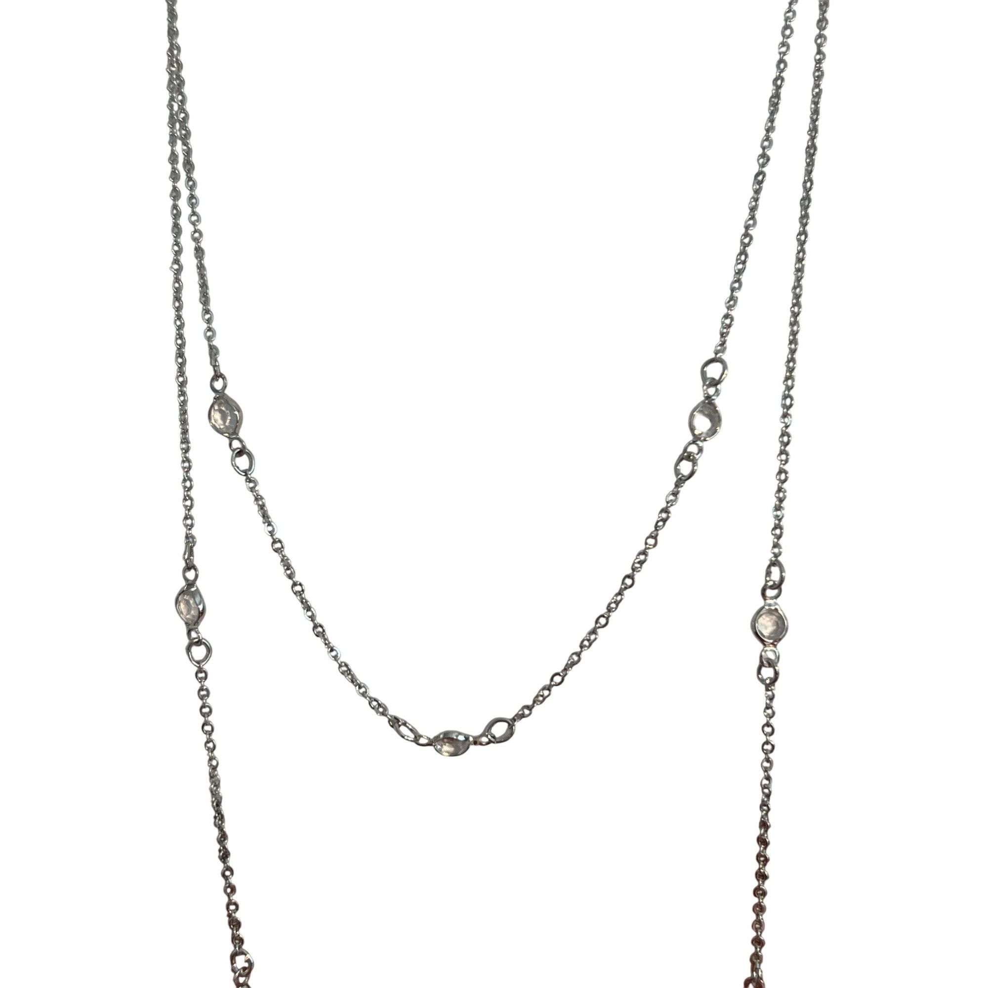 Other Lane Bryant Silver Tone Y Necklace Rhinestone Stations Long Size ONE SIZE - 3 Thumbnail