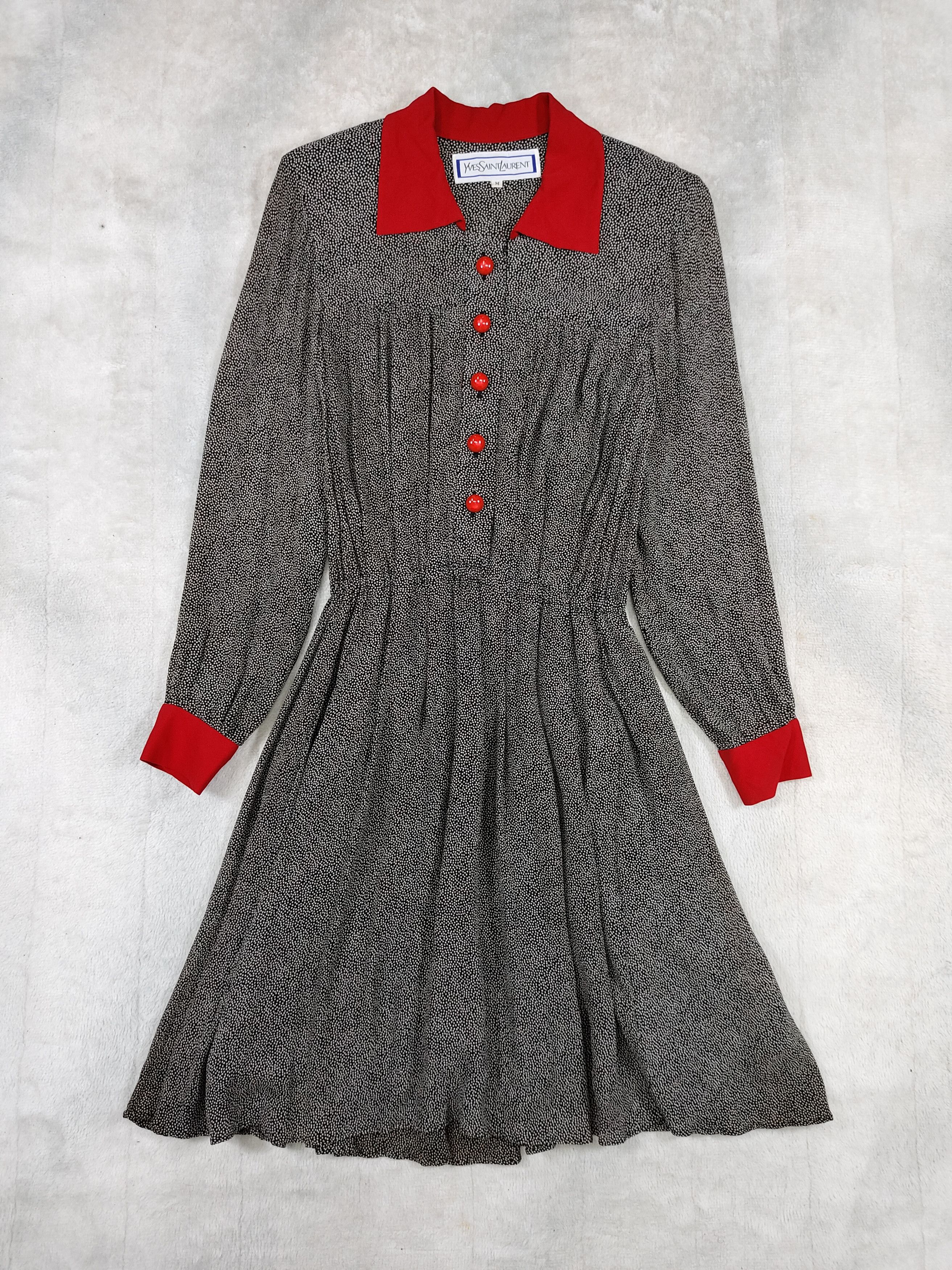 Yves Saint Laurent 80s Yves Saint Laurent Archive Polka Dot A Line Rayon Dress Size M / US 6-8 / IT 42-44 - 5 Thumbnail