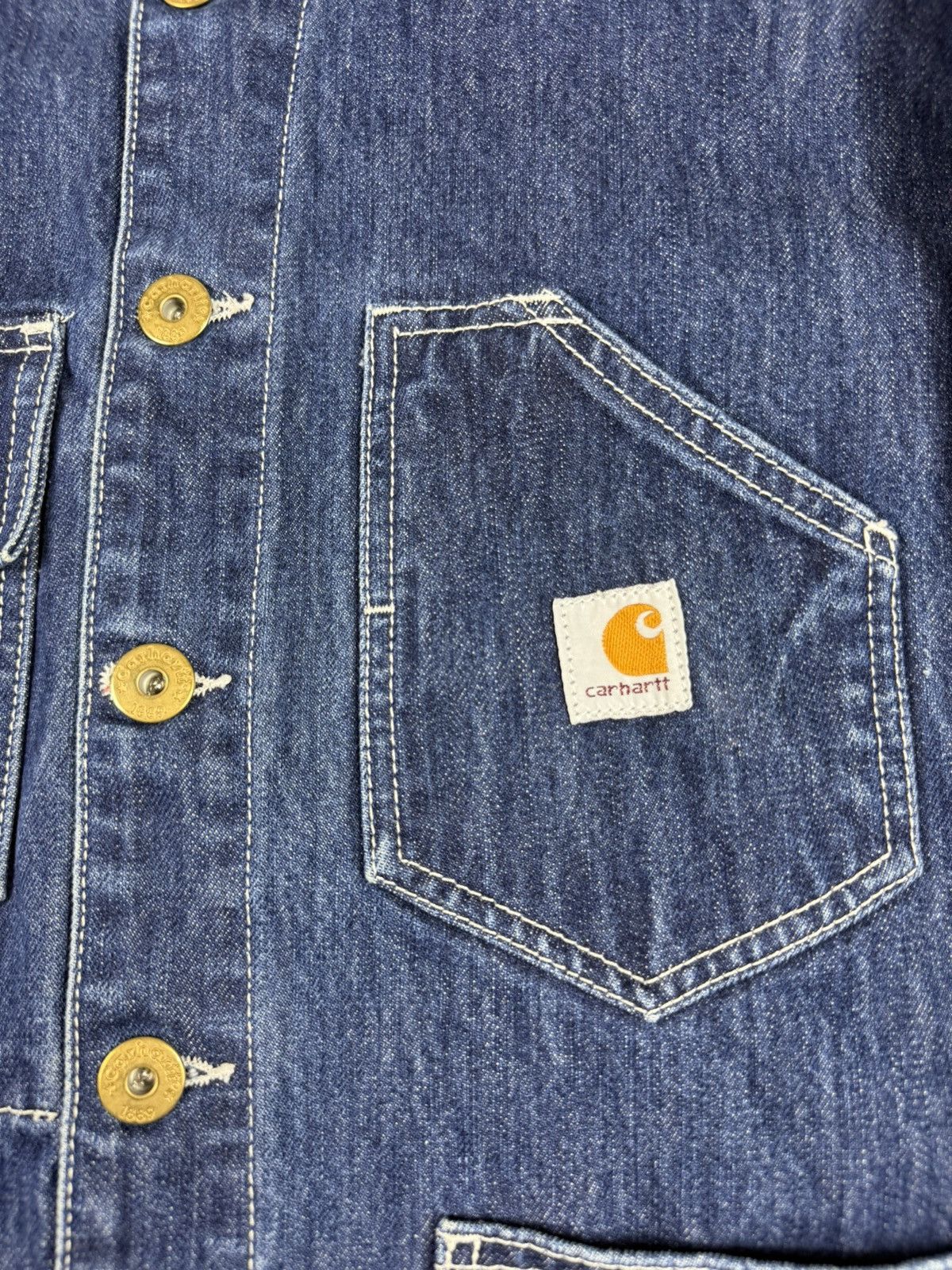 Carhartt × Vintage Carhartt Railroad 2pac Eazy E Raw Blue Denim Jacket 0833AC Size US L / EU 52-54 / 3 - 3 Thumbnail