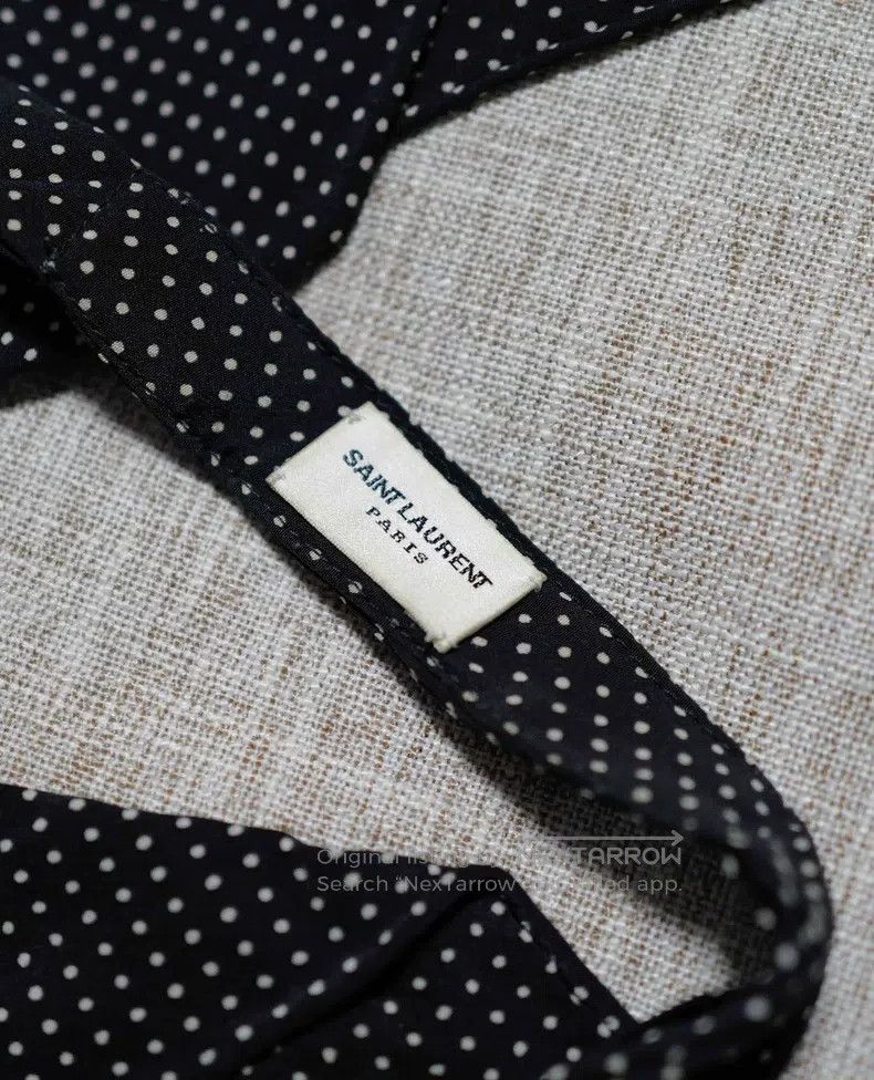 Saint Laurent Paris Saint Laurent Paris Black Silk Dupioni Polka Dot Bow Tie, Size ONE SIZE - 2 Thumbnail