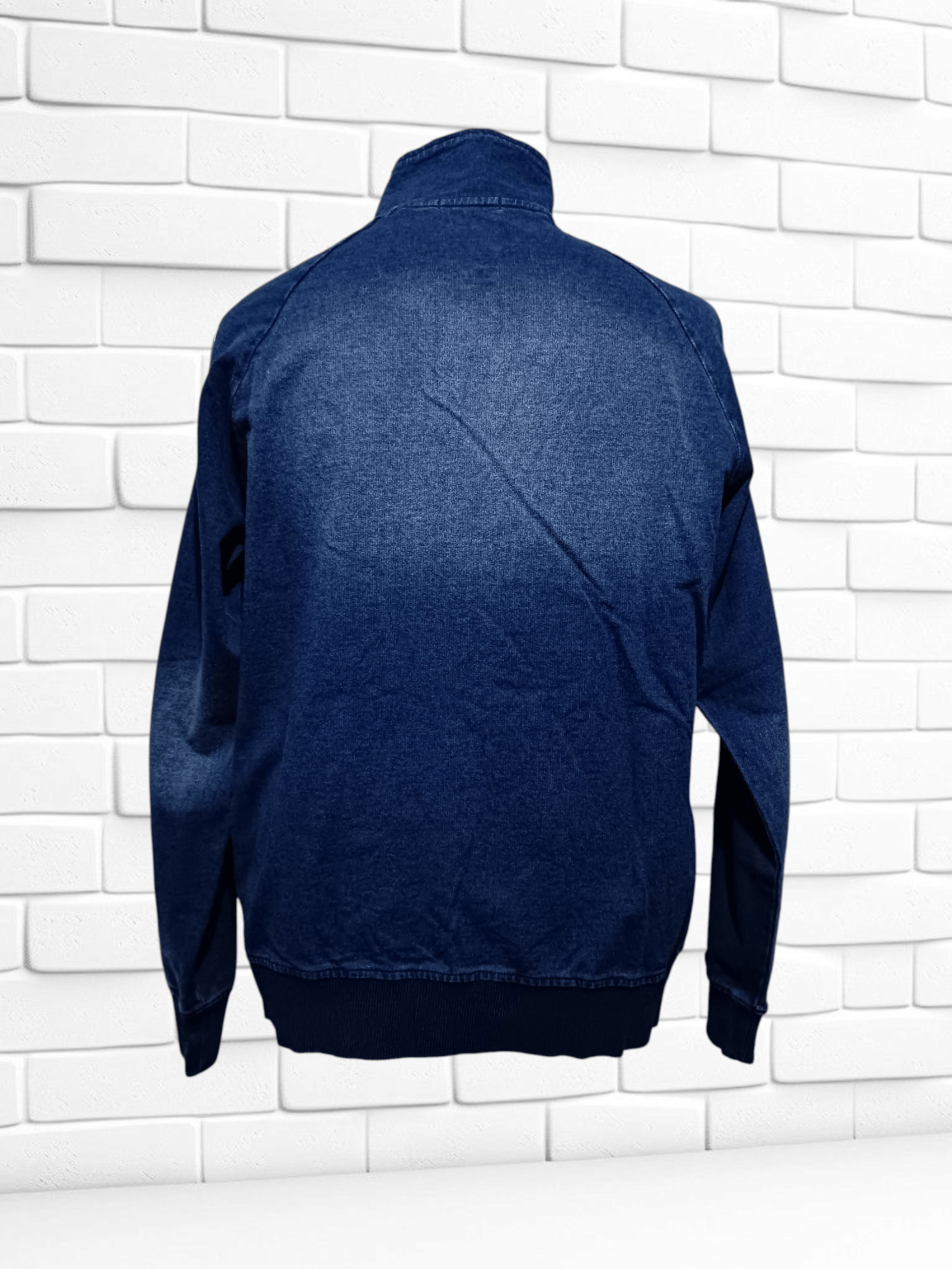 Japanese Brand Indigo Two Line Shoulder Jersey Cut Denim Track Jacket Size US L / EU 52-54 / 3 - 4 Thumbnail