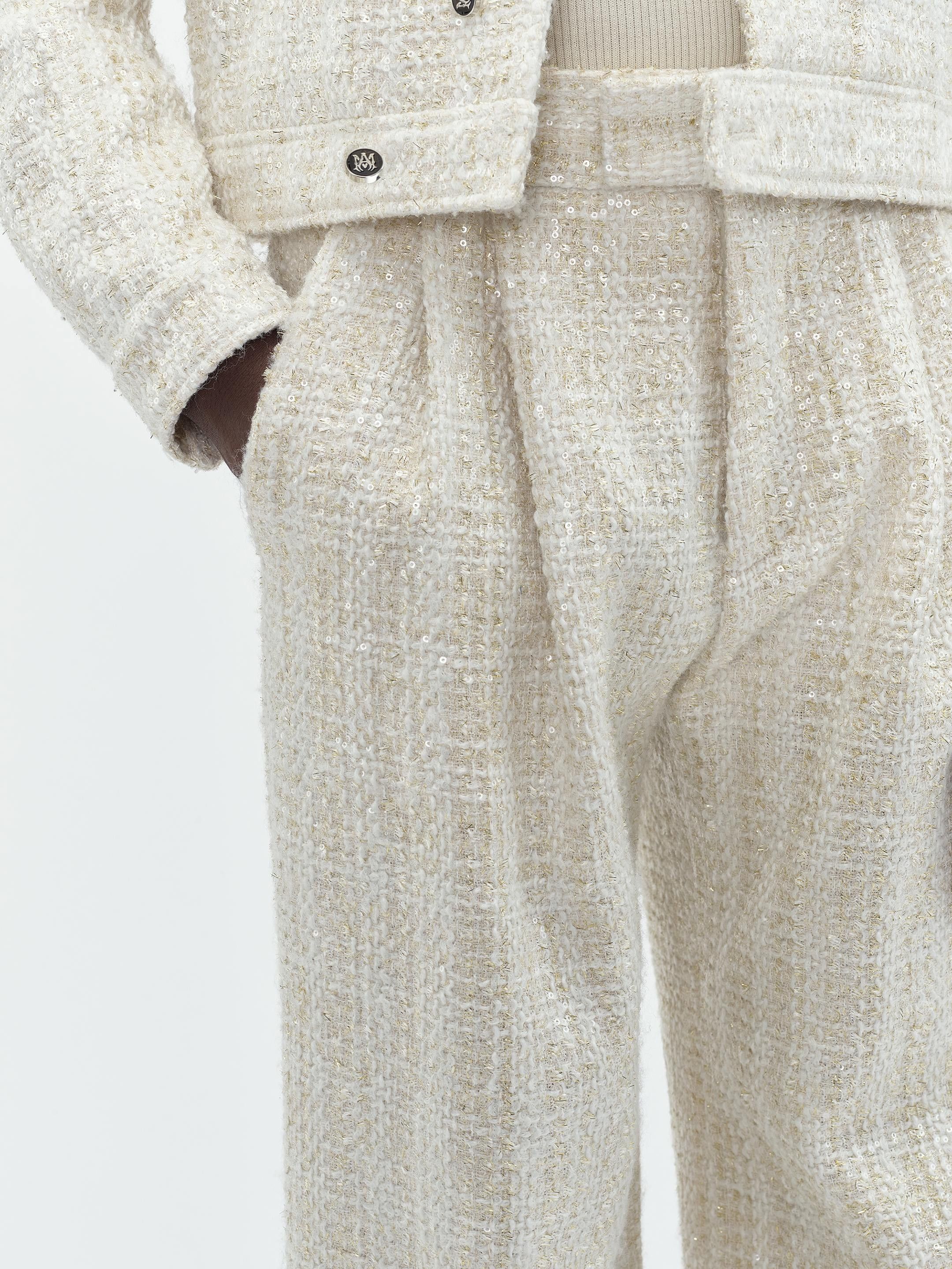 Amiri o1s1wg110525 Sequin Boucle Double Pleated Pant in Ivory Size US 32 / EU 48 - 5 Thumbnail