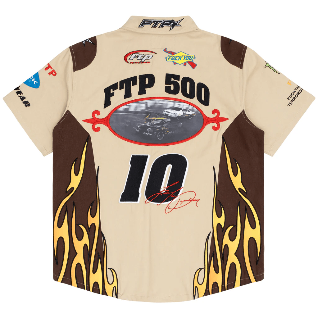 Fuck The Population FTP Raceway Button Up Shirt - Tan - XXL Size US XXL / EU 58 / 5 - 1 Thumbnail
