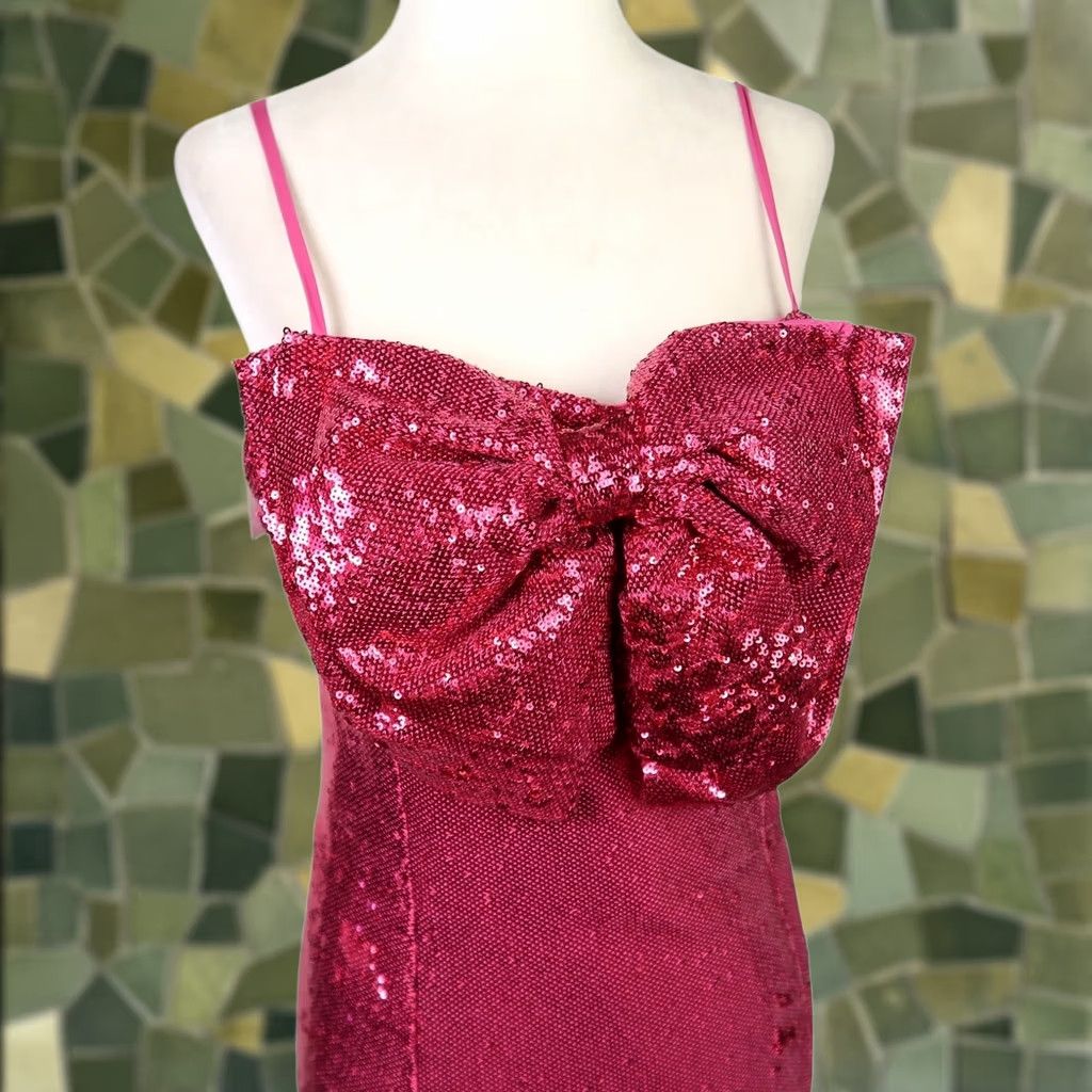 torn by ronny kobo pink dress Torn by Ronny Kobo Astrid Pink Satin Animal Print High Low Midi Dress Size S