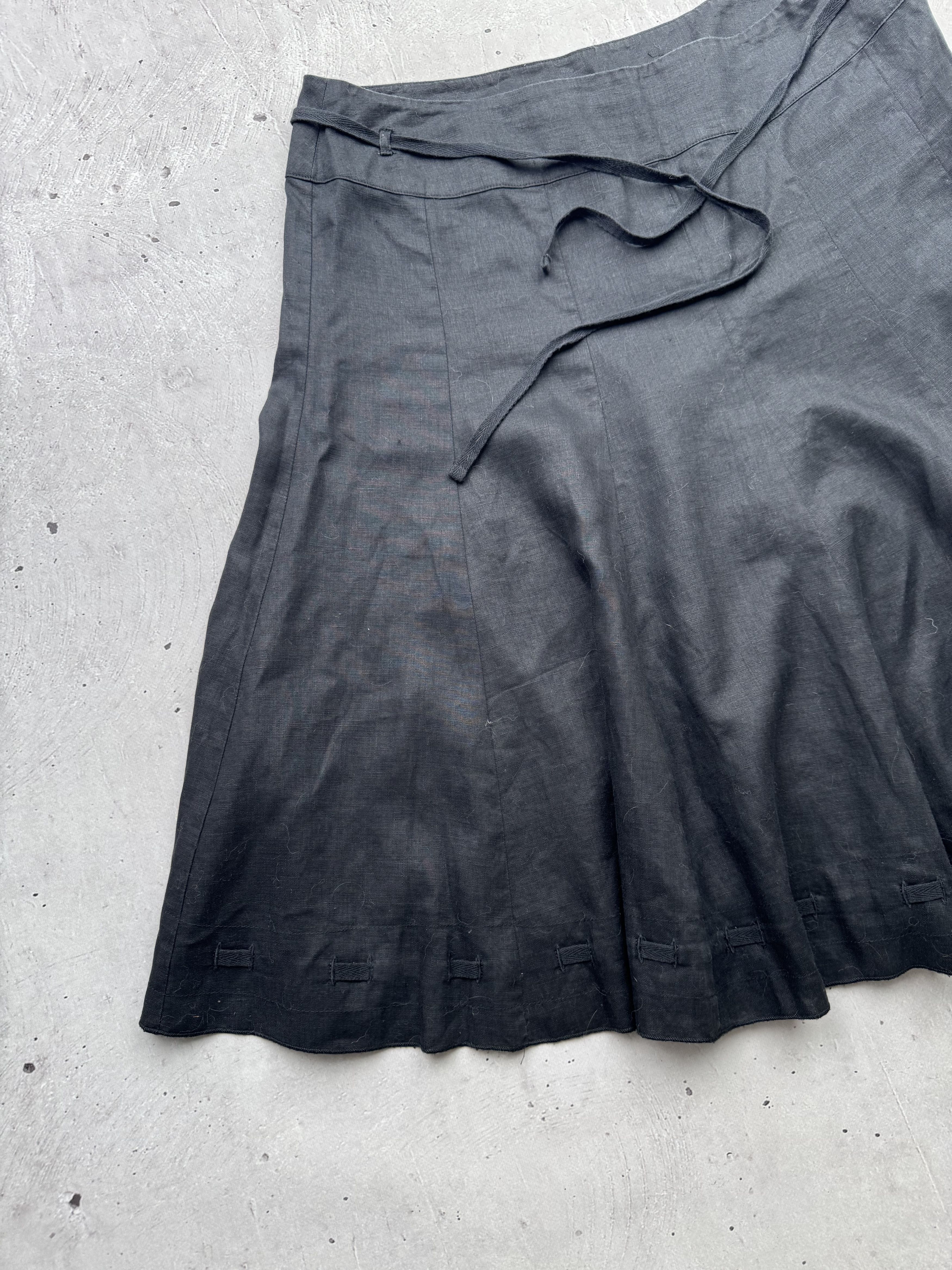 Japanese Brand × Vintage Vintage Linen Flared Belted Japanese Style Mini Skirt Size 32" / US 10 / IT 46 - 2 Thumbnail